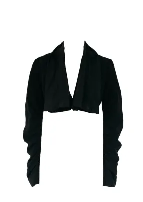 RINASCIMENTO Women's black satin lapel cropped blazer w/ long sleeves , L