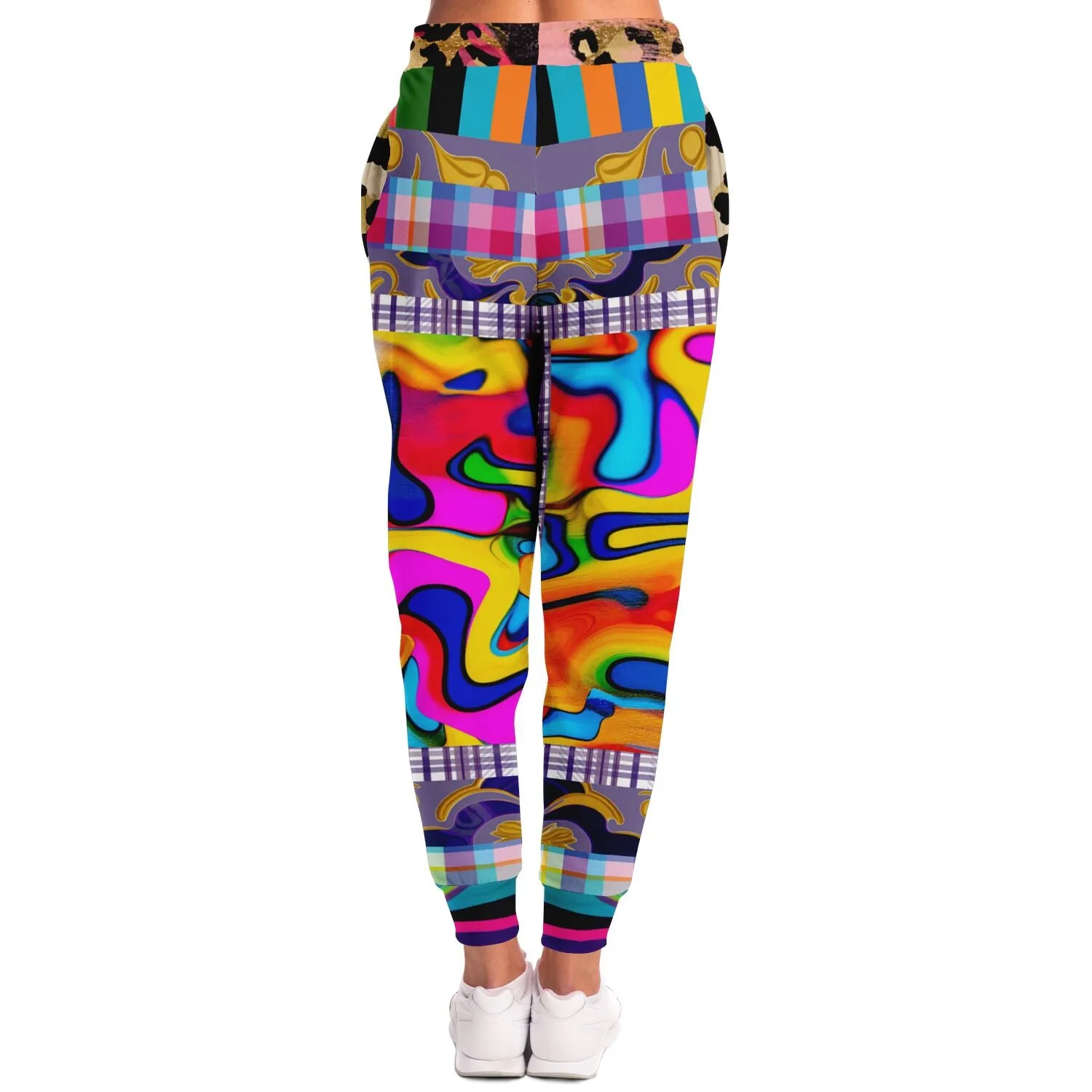 Roxbury Bouffant Girl Eclectic Swirl Plaid Eco-Poly Unisex Joggers