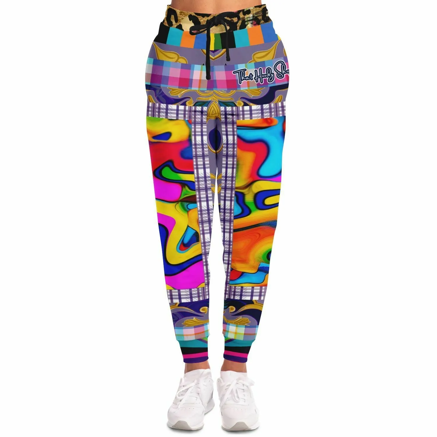 Roxbury Bouffant Girl Eclectic Swirl Plaid Eco-Poly Unisex Joggers