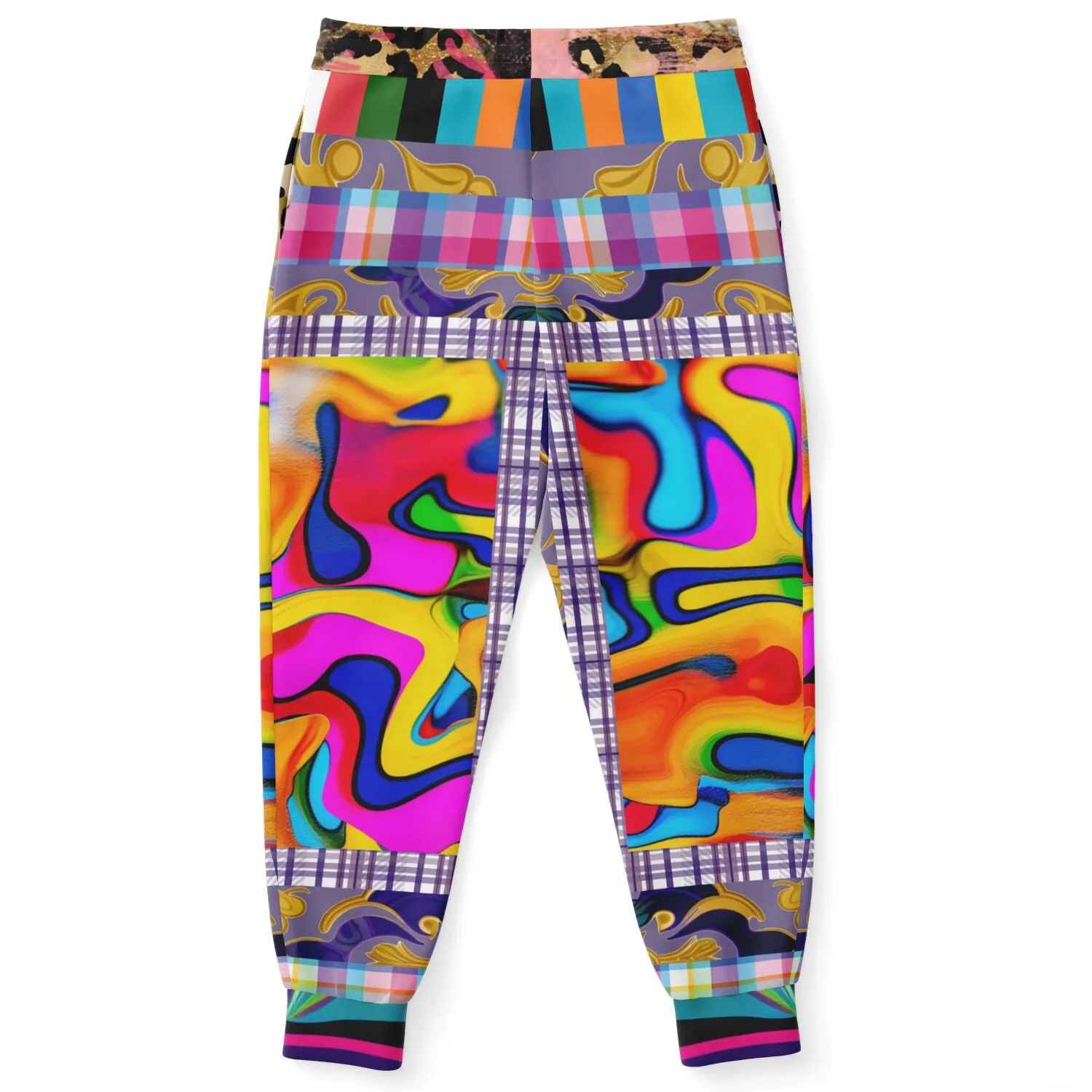 Roxbury Bouffant Girl Eclectic Swirl Plaid Eco-Poly Unisex Joggers