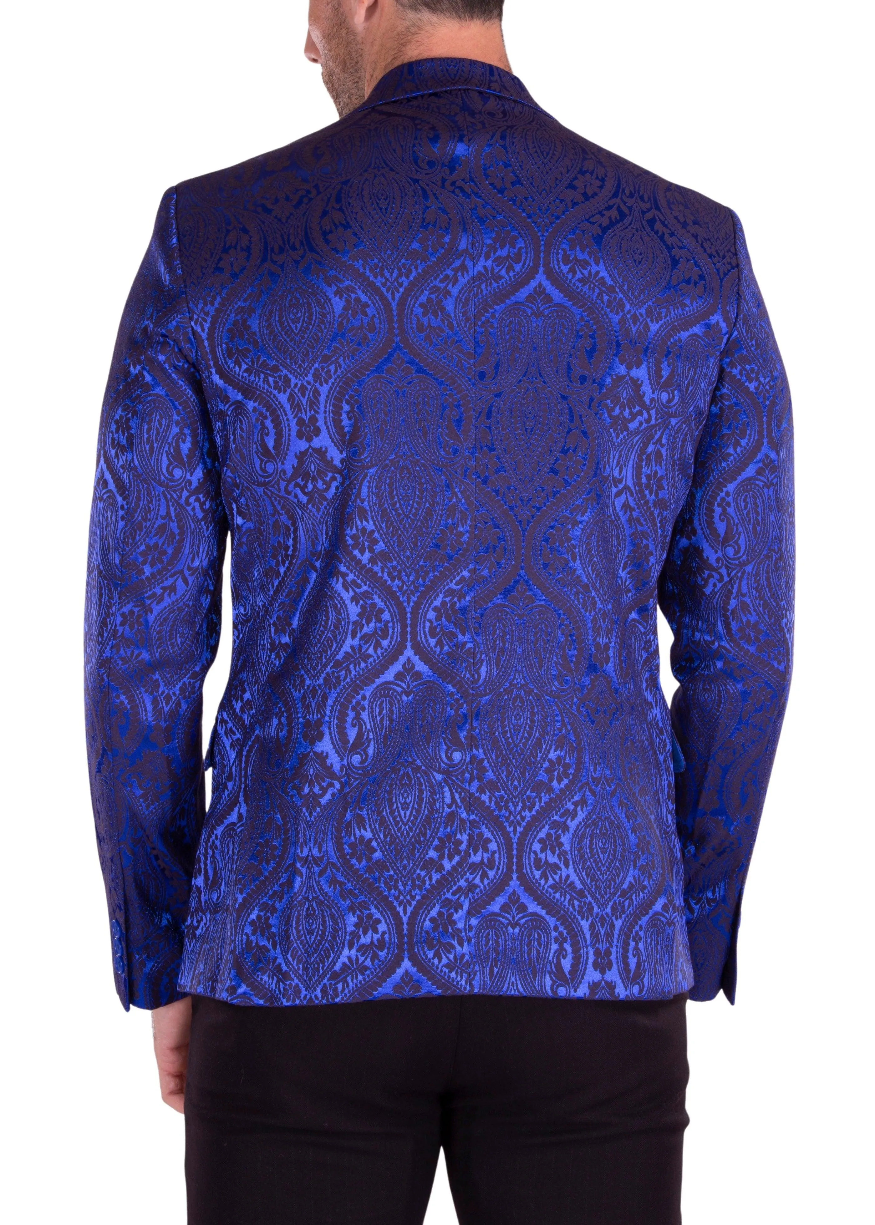 Royal Blue Pattern Satin Effect Evening Blazer