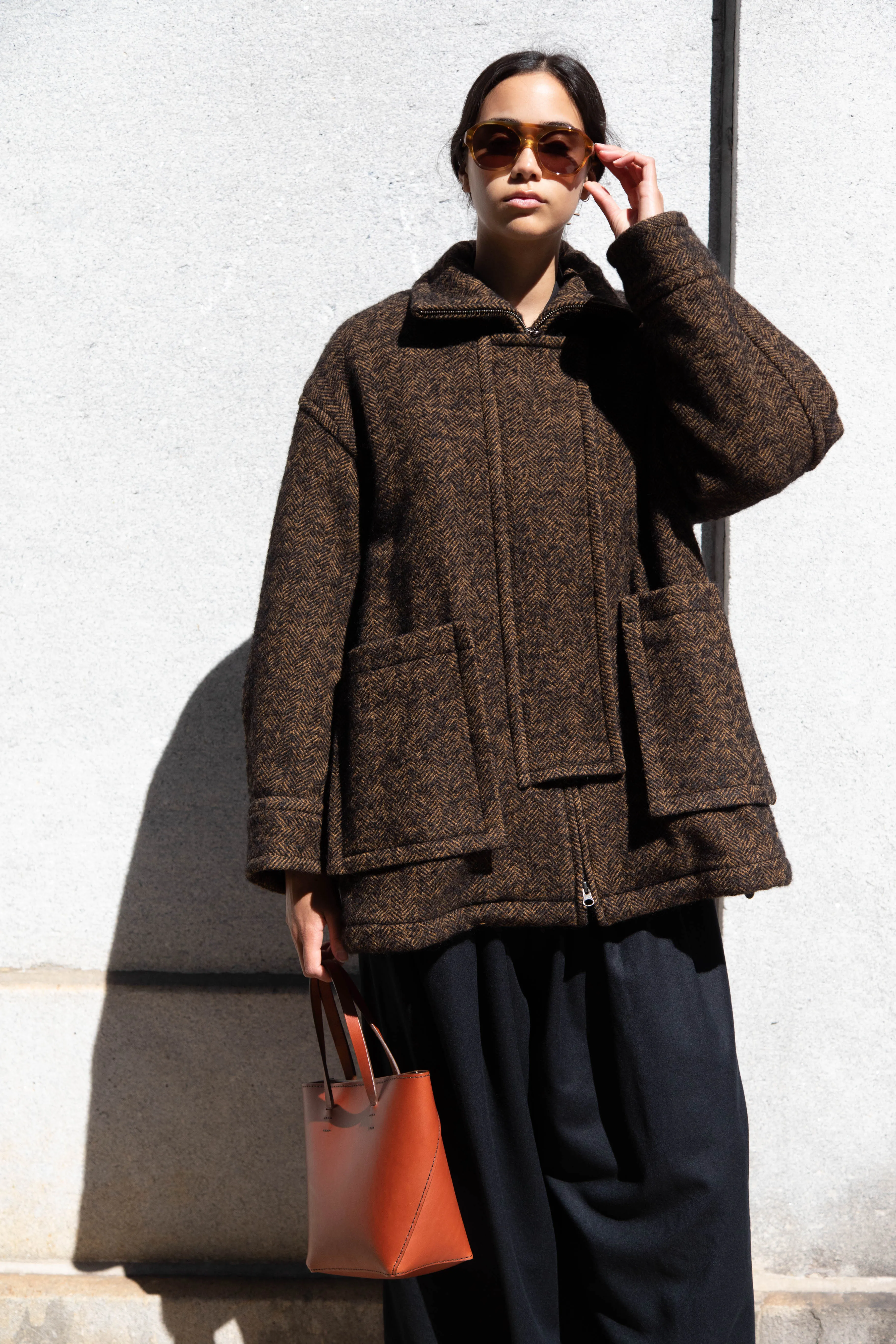 Sayaka Davis Zip-Up Jacket in Brown & Black