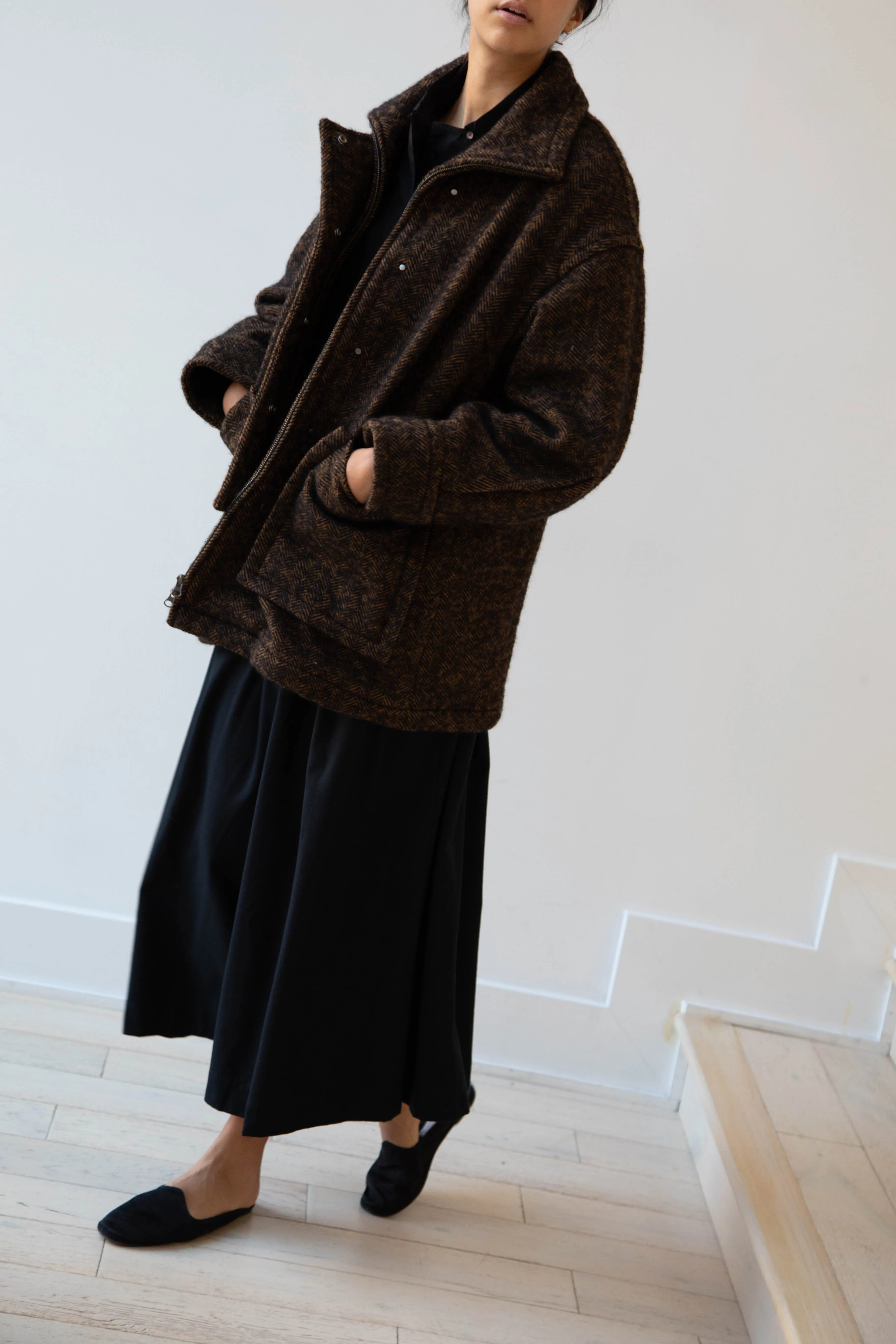 Sayaka Davis Zip-Up Jacket in Brown & Black