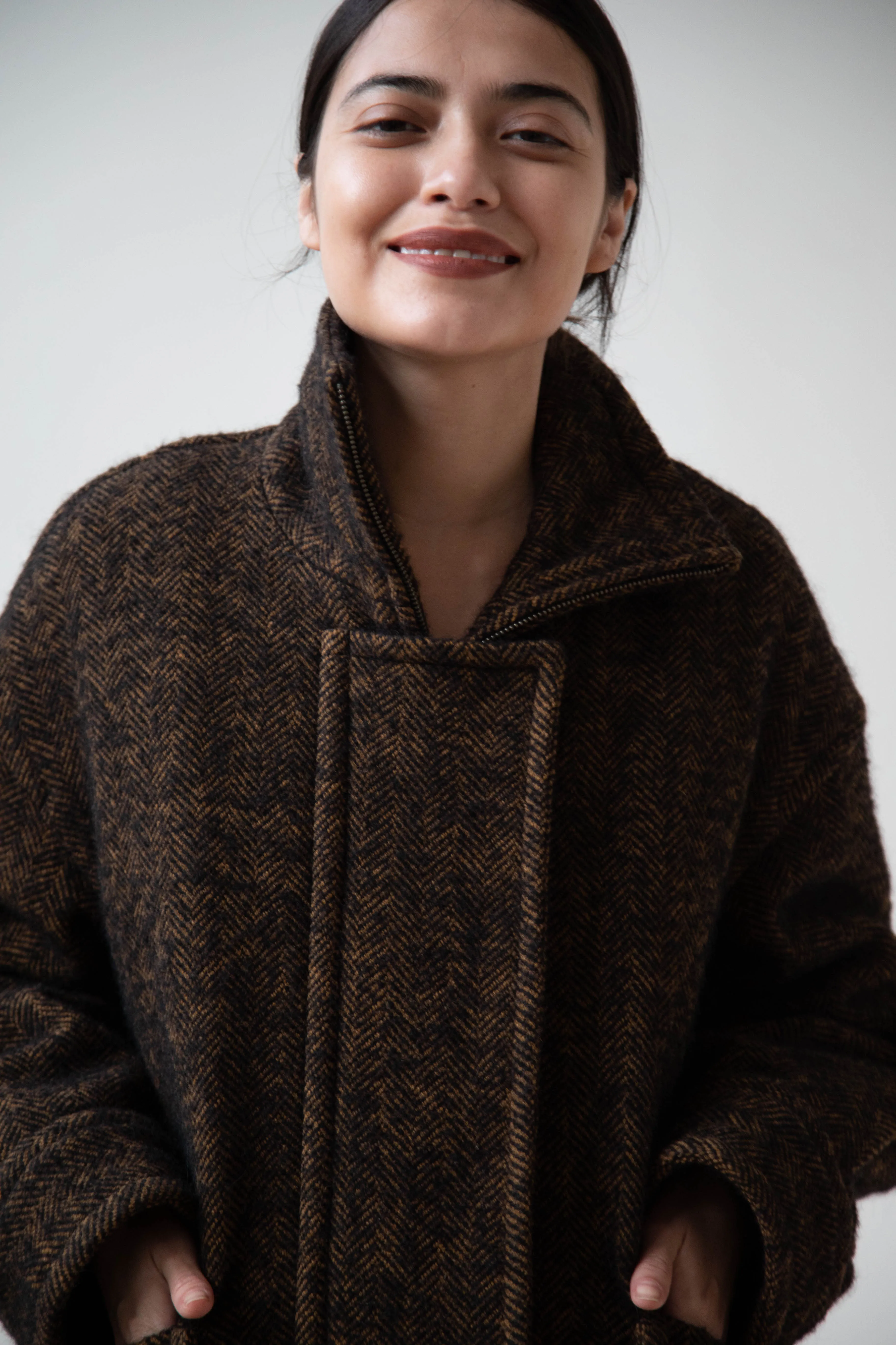 Sayaka Davis Zip-Up Jacket in Brown & Black