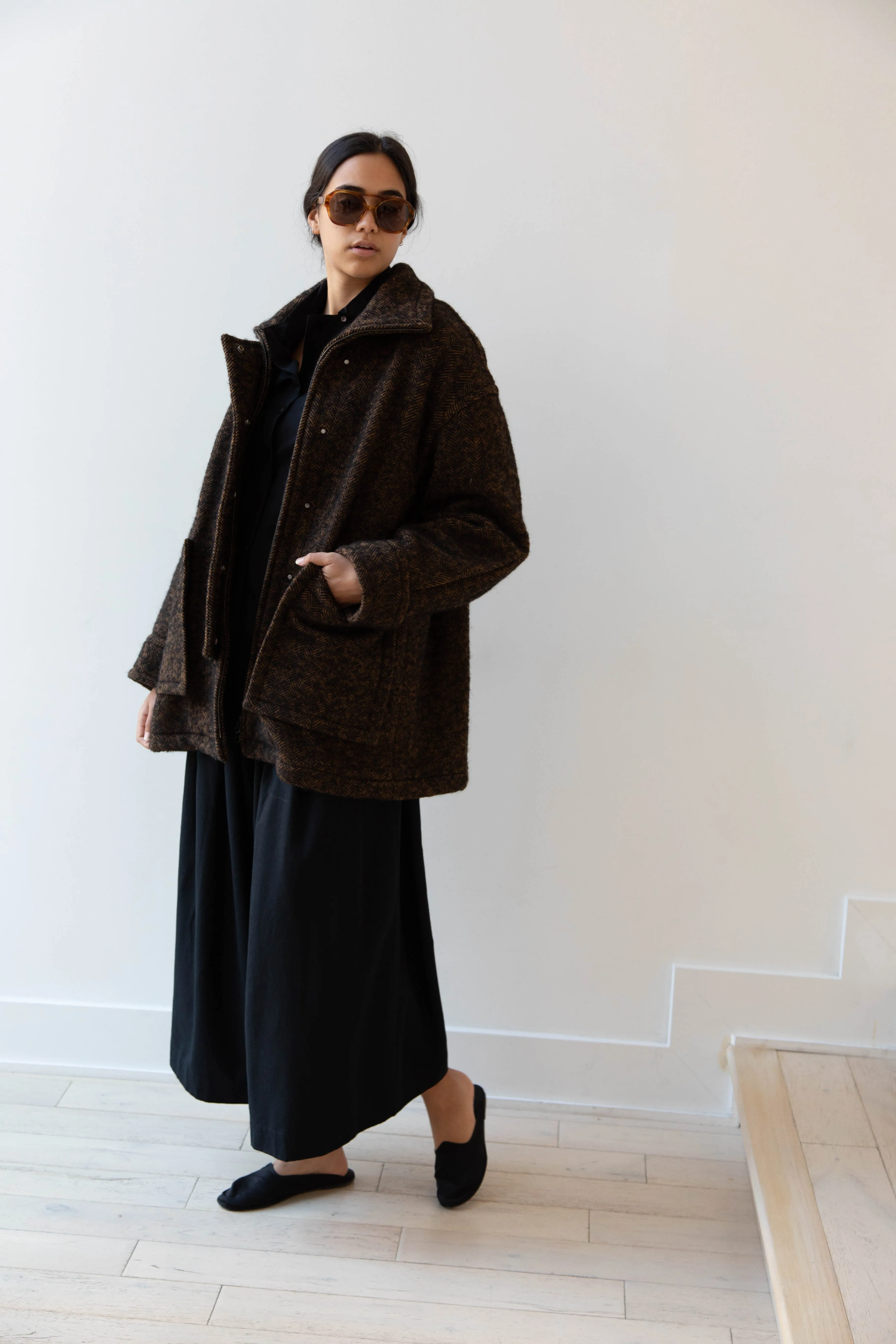 Sayaka Davis Zip-Up Jacket in Brown & Black