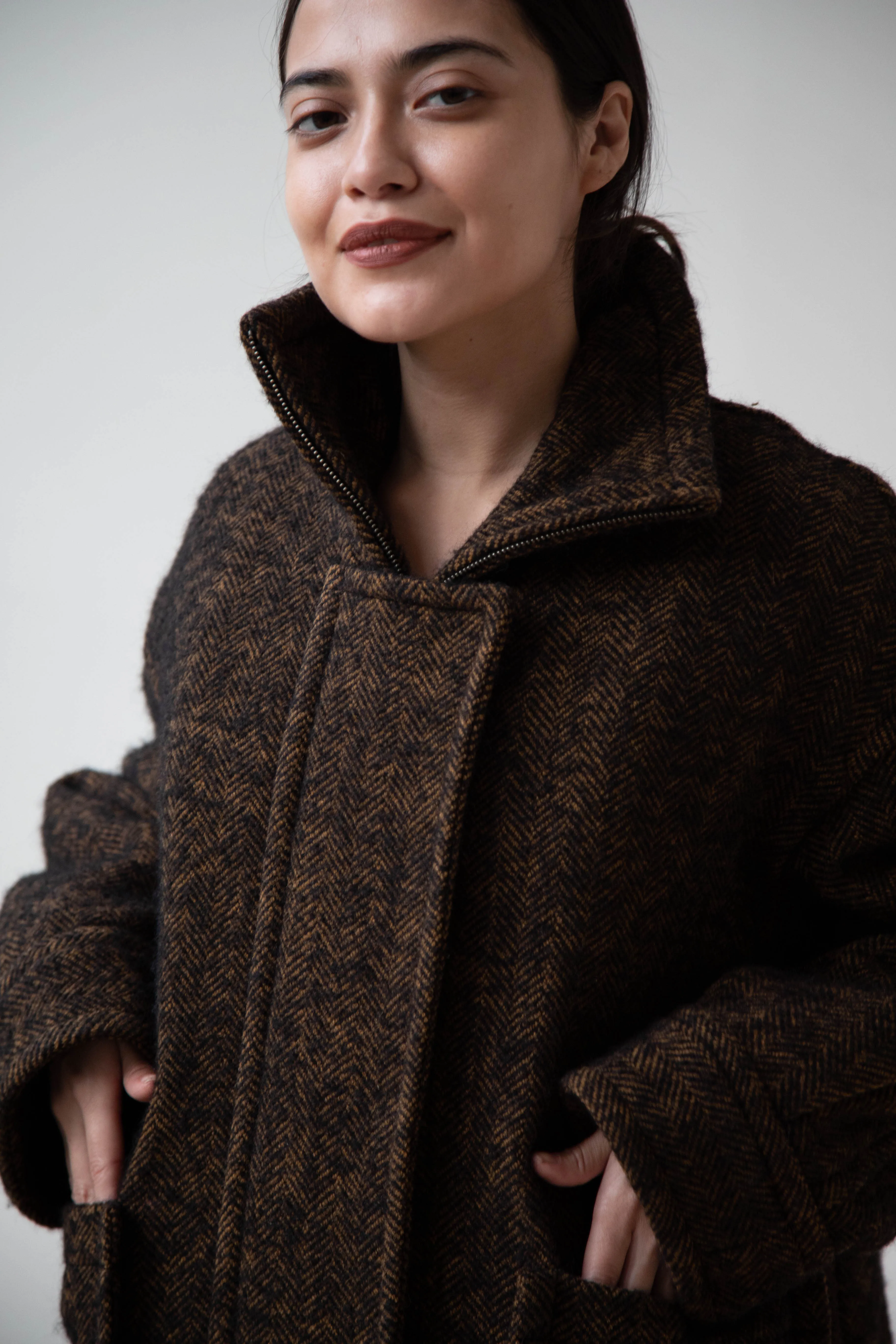 Sayaka Davis Zip-Up Jacket in Brown & Black