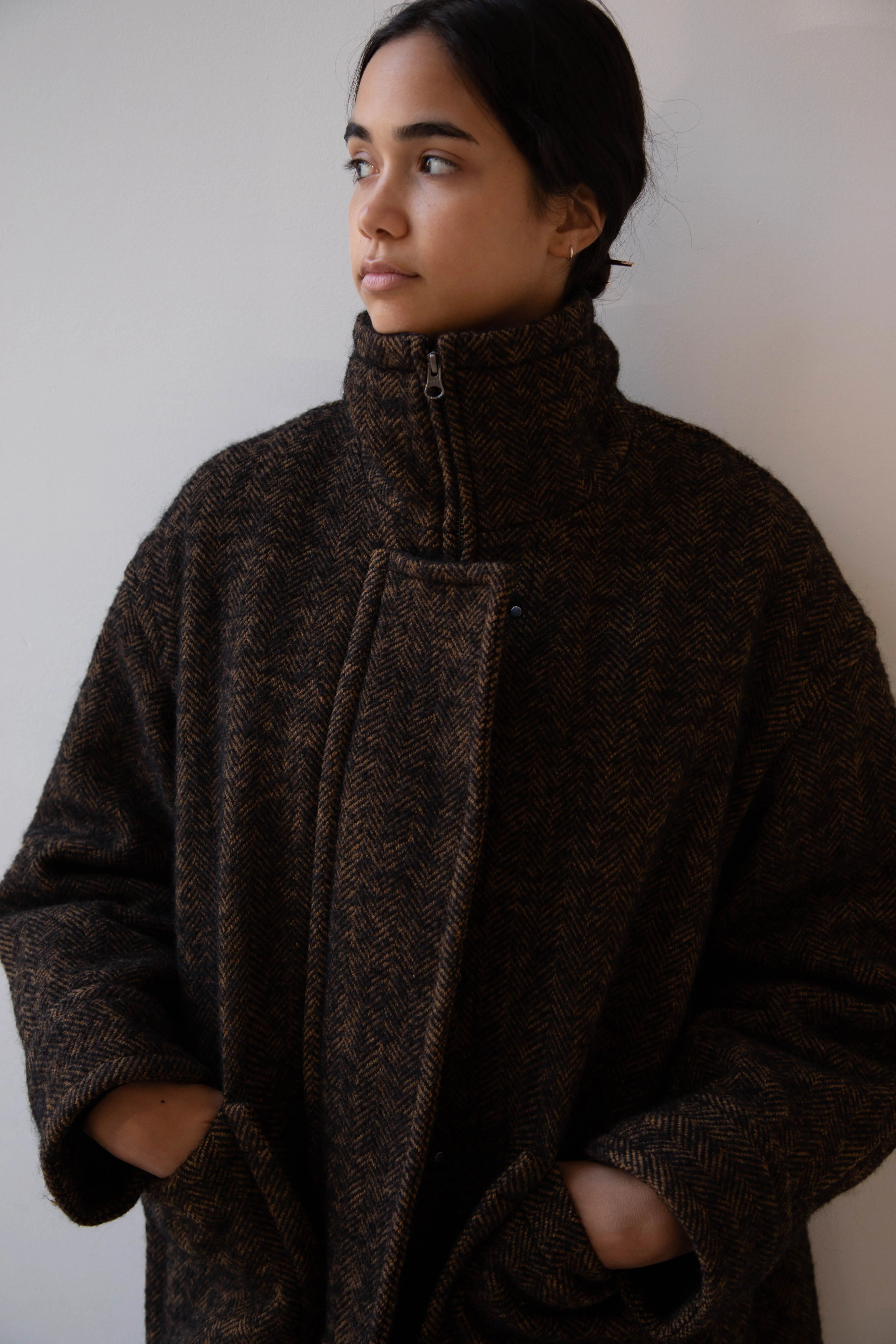 Sayaka Davis Zip-Up Jacket in Brown & Black