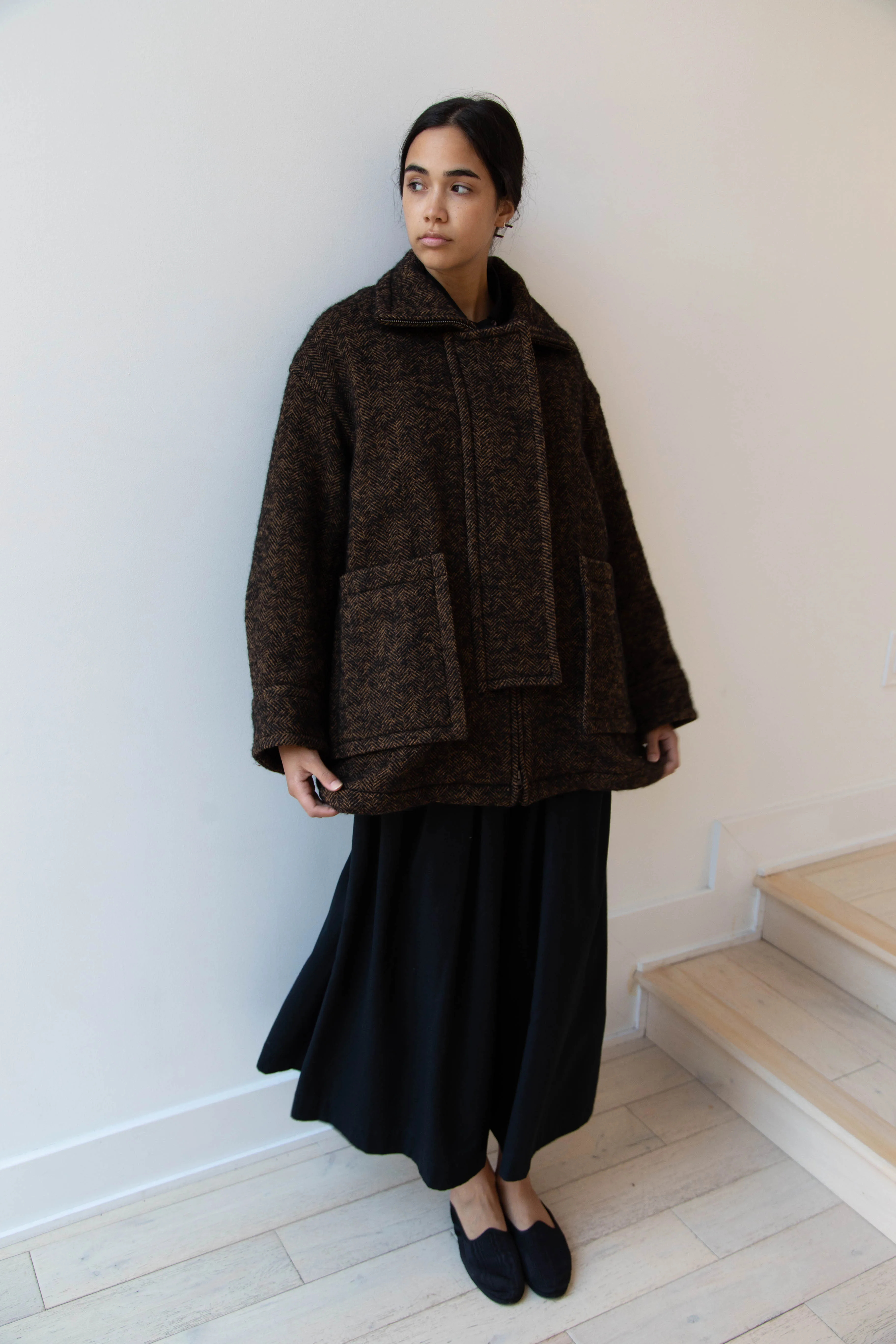 Sayaka Davis Zip-Up Jacket in Brown & Black