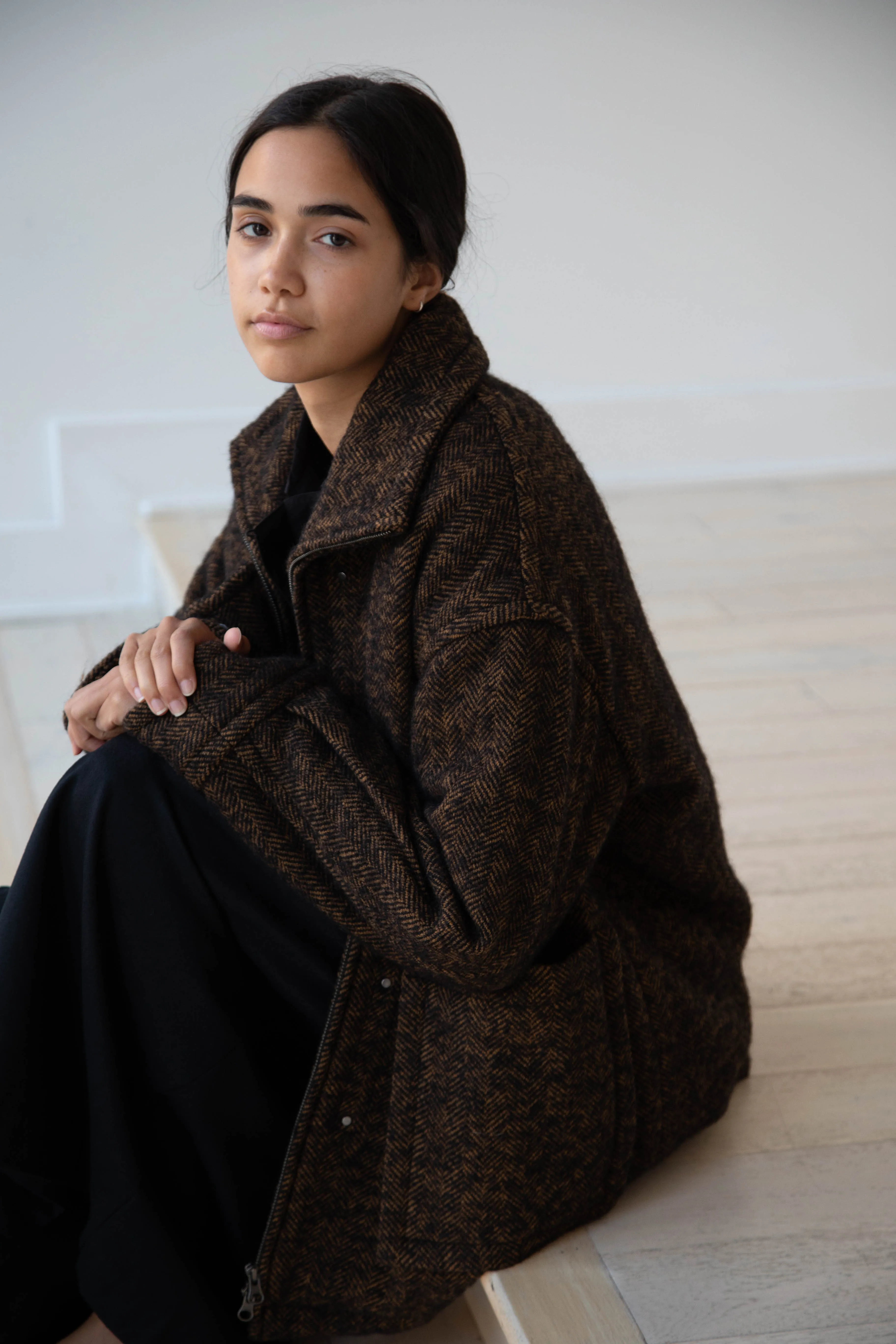 Sayaka Davis Zip-Up Jacket in Brown & Black