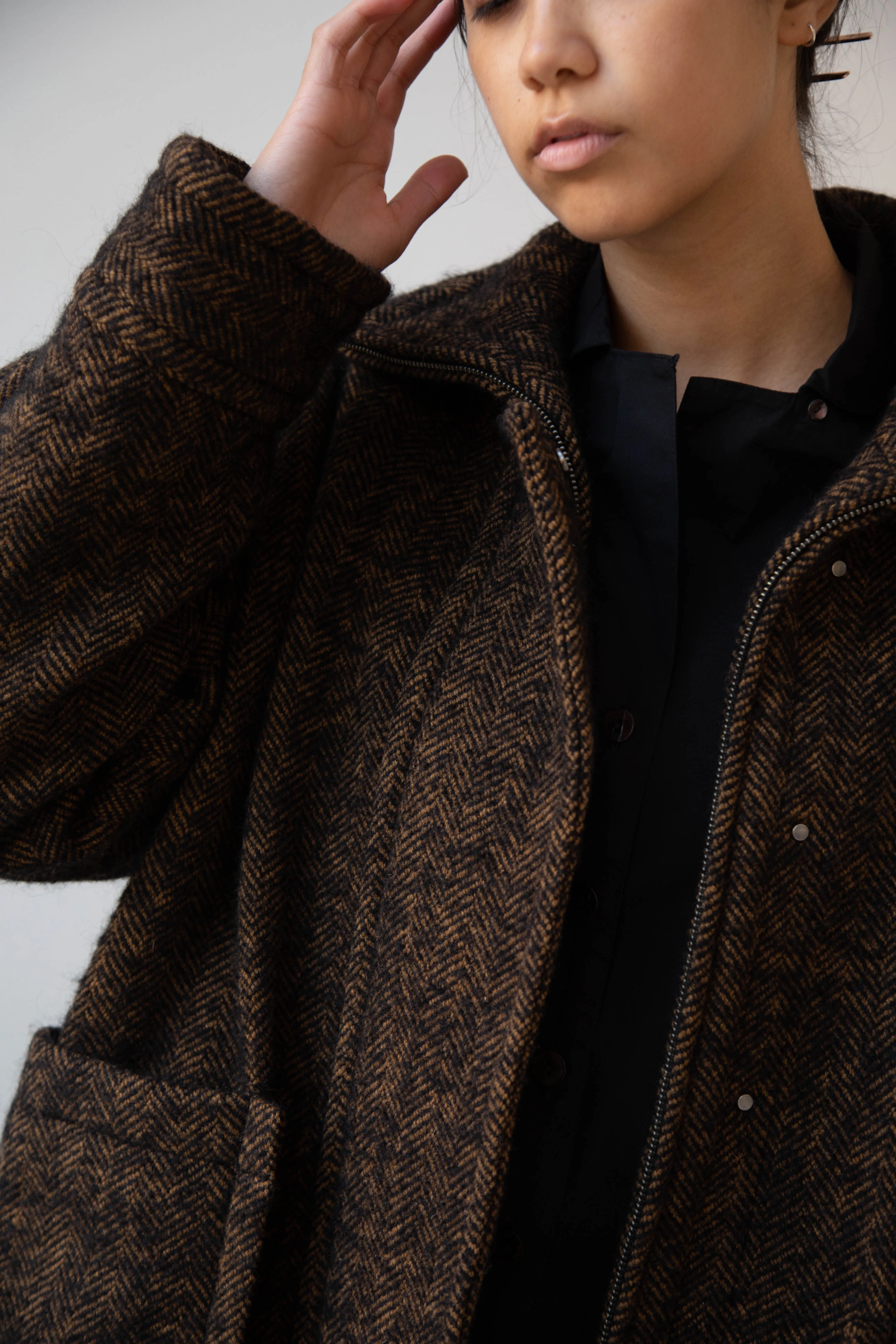 Sayaka Davis Zip-Up Jacket in Brown & Black