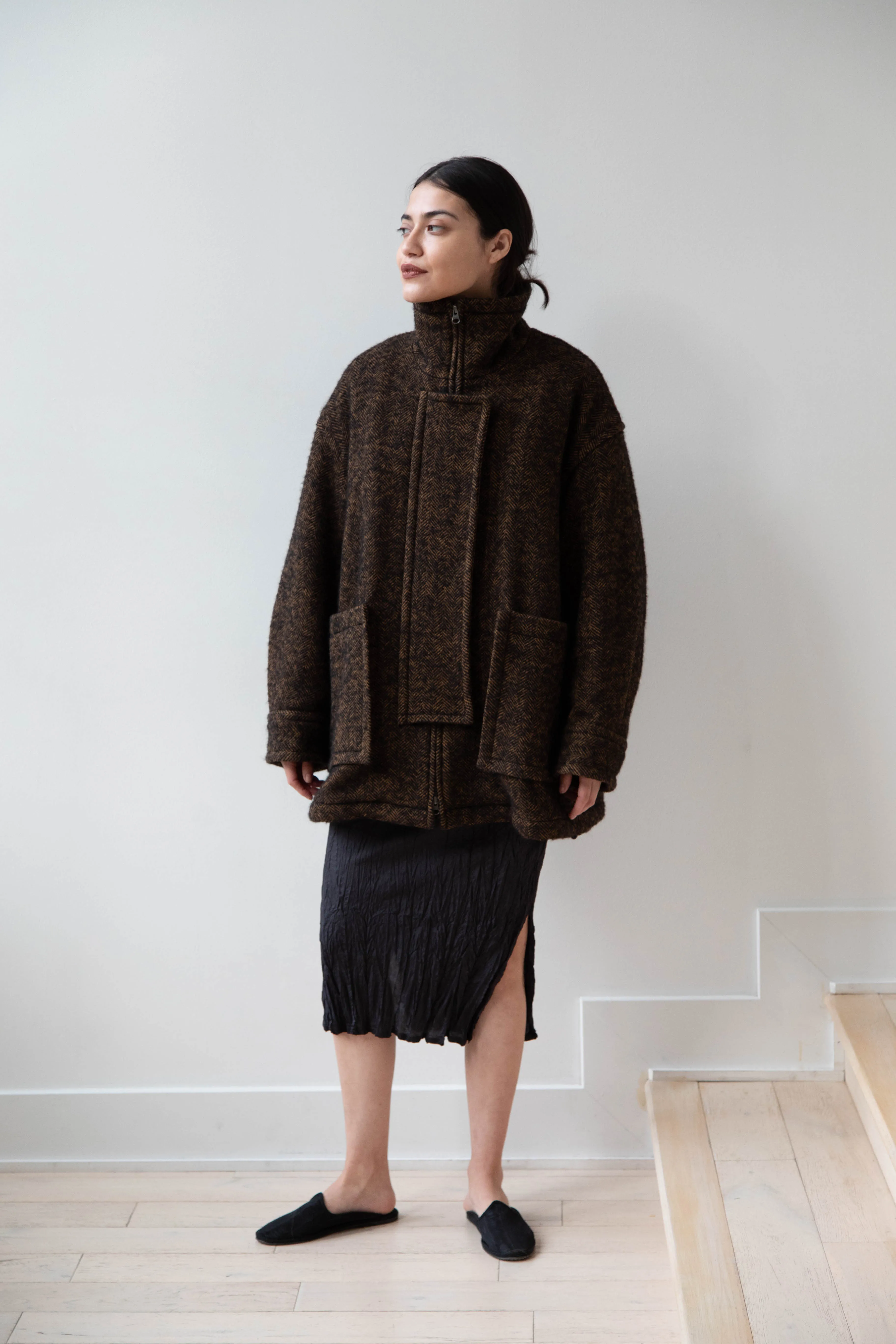 Sayaka Davis Zip-Up Jacket in Brown & Black