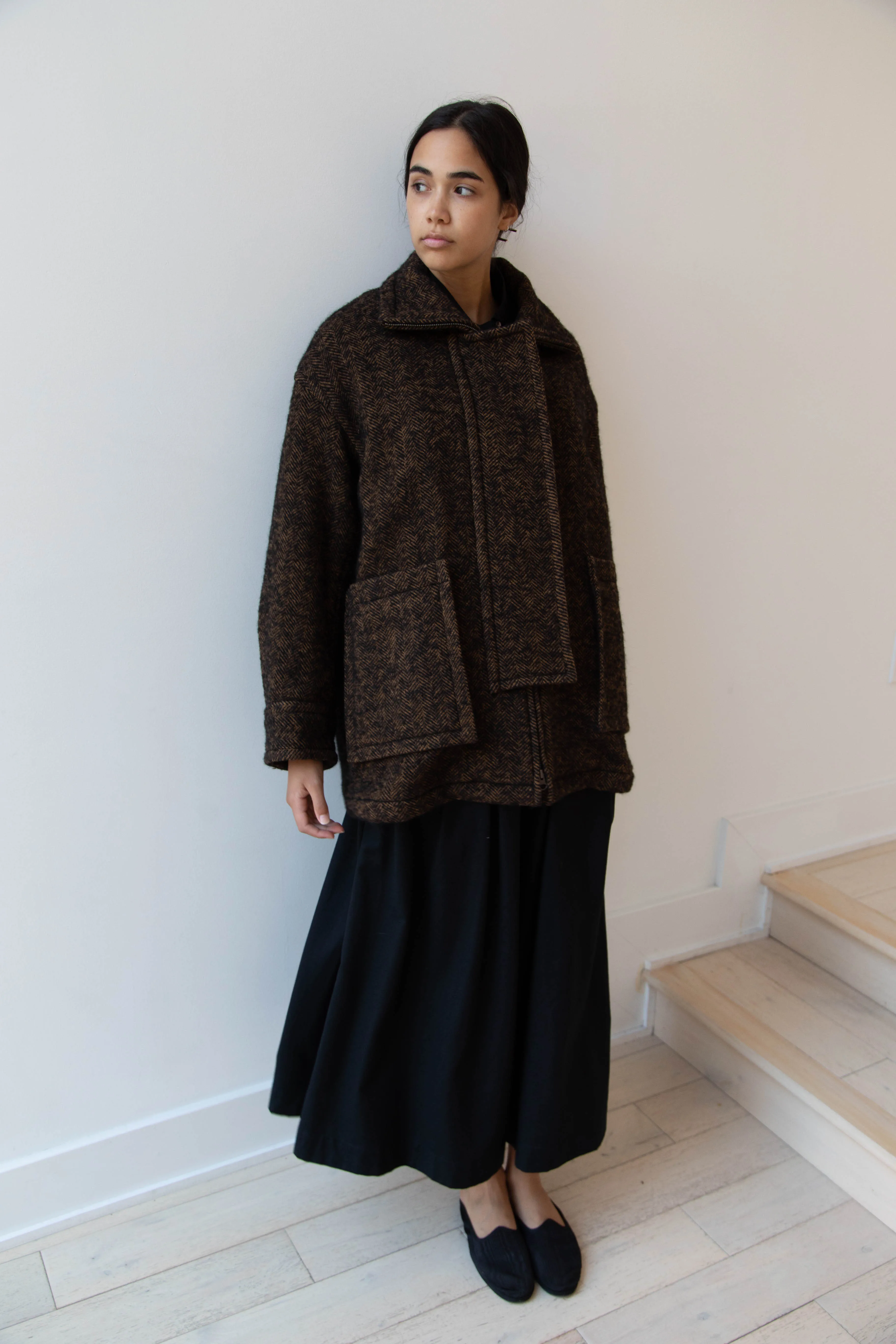 Sayaka Davis Zip-Up Jacket in Brown & Black