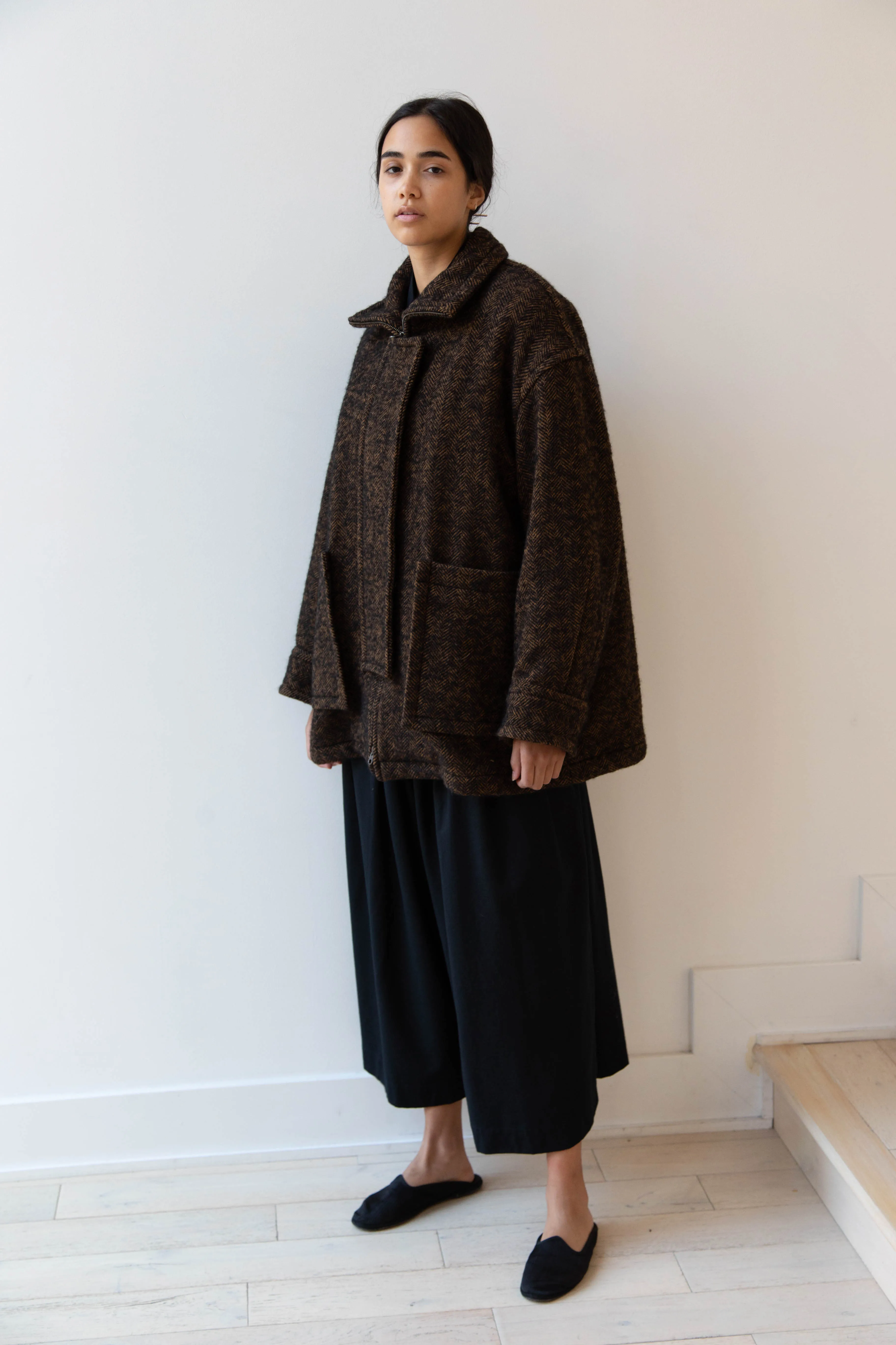 Sayaka Davis Zip-Up Jacket in Brown & Black