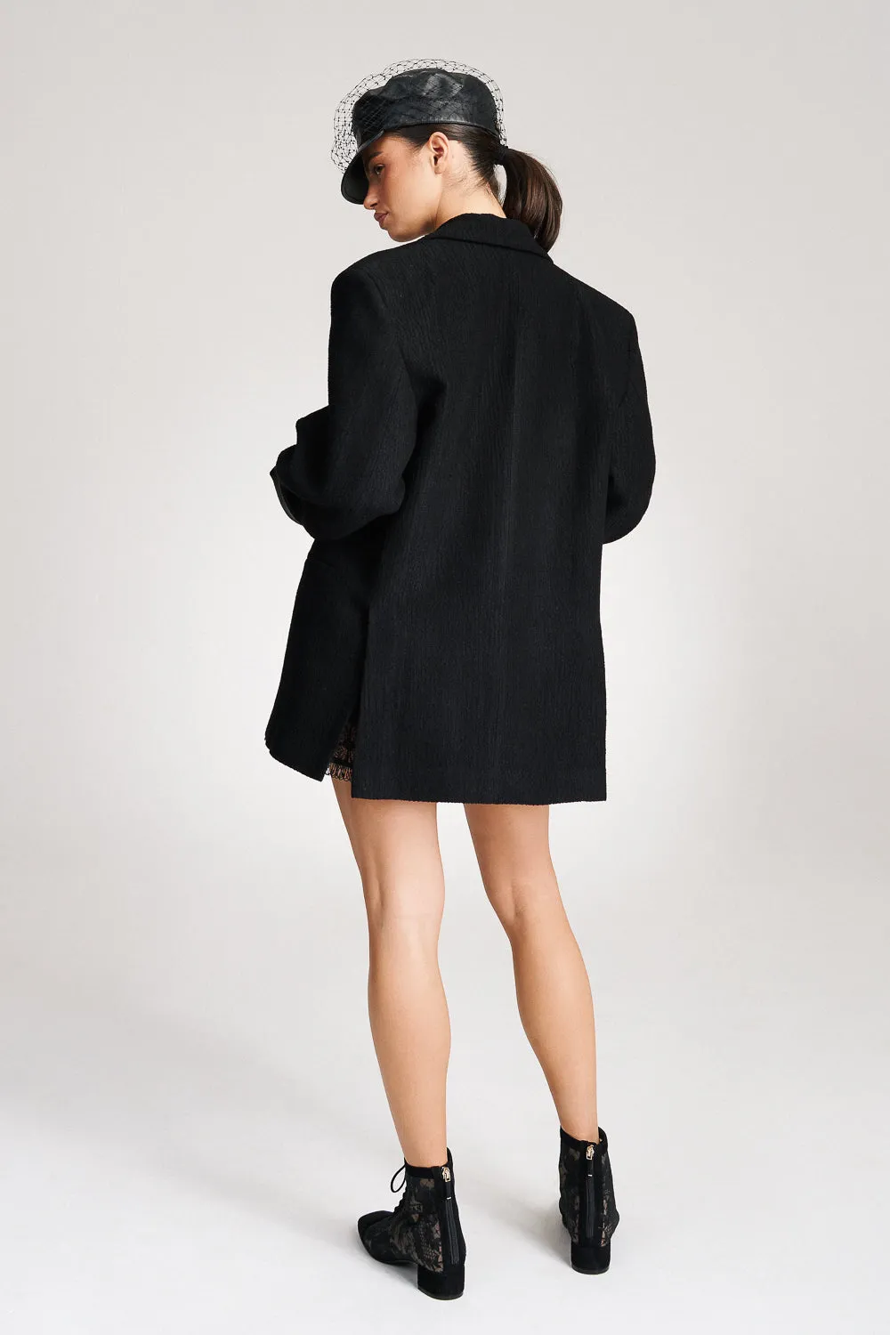 'Scarlett' Black Oversized Tuxedo Blazer