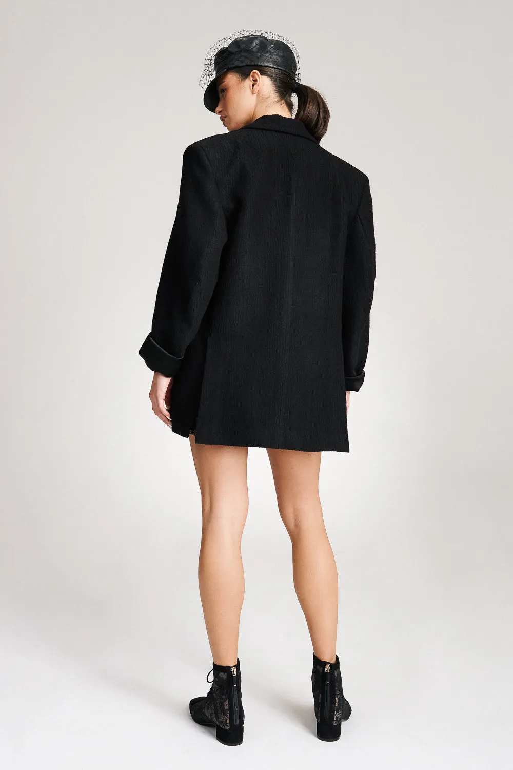 'Scarlett' Black Oversized Tuxedo Blazer