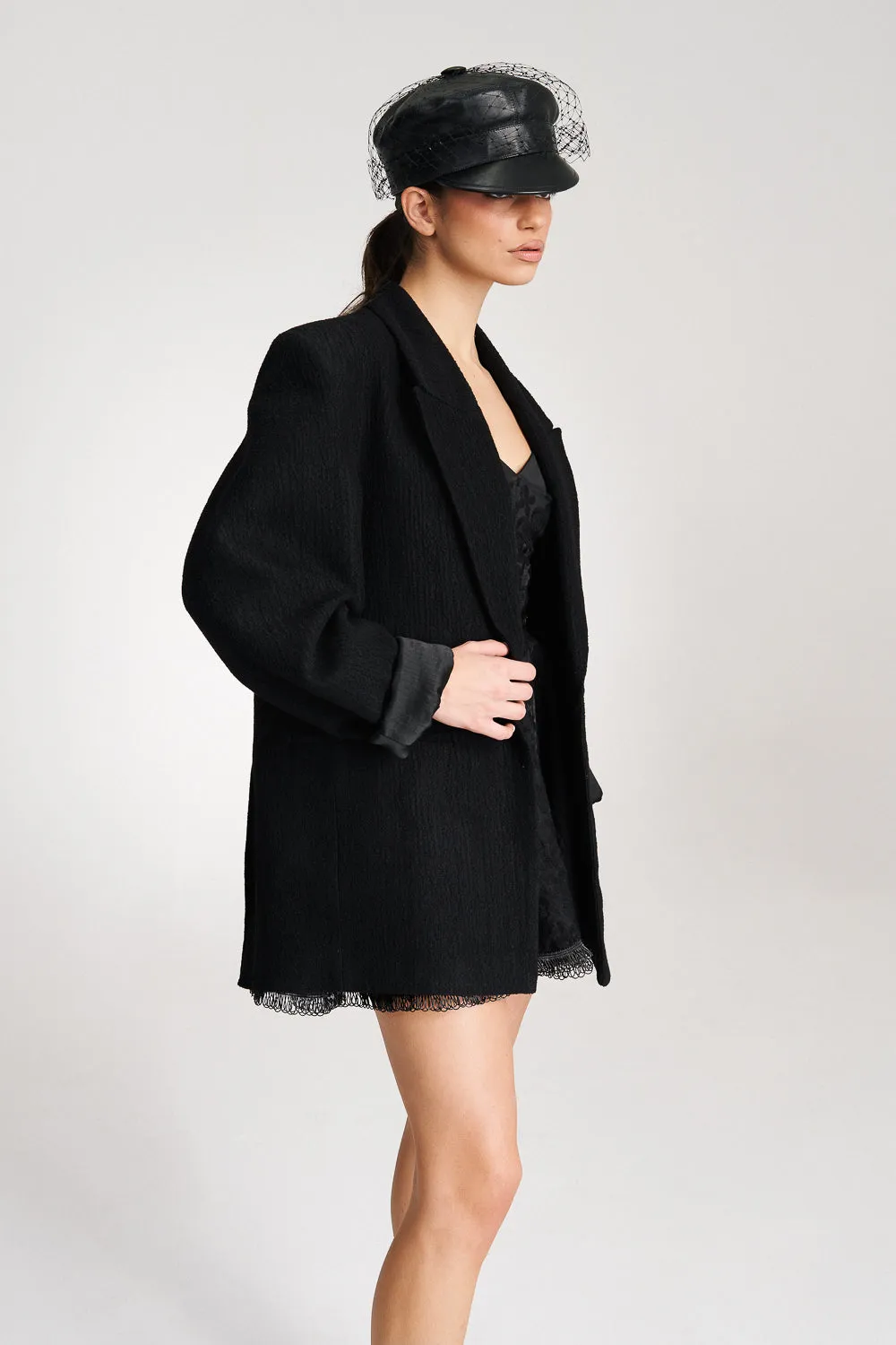 'Scarlett' Black Oversized Tuxedo Blazer