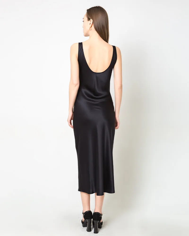 Scoop Neck Midi Silk Slip Dress