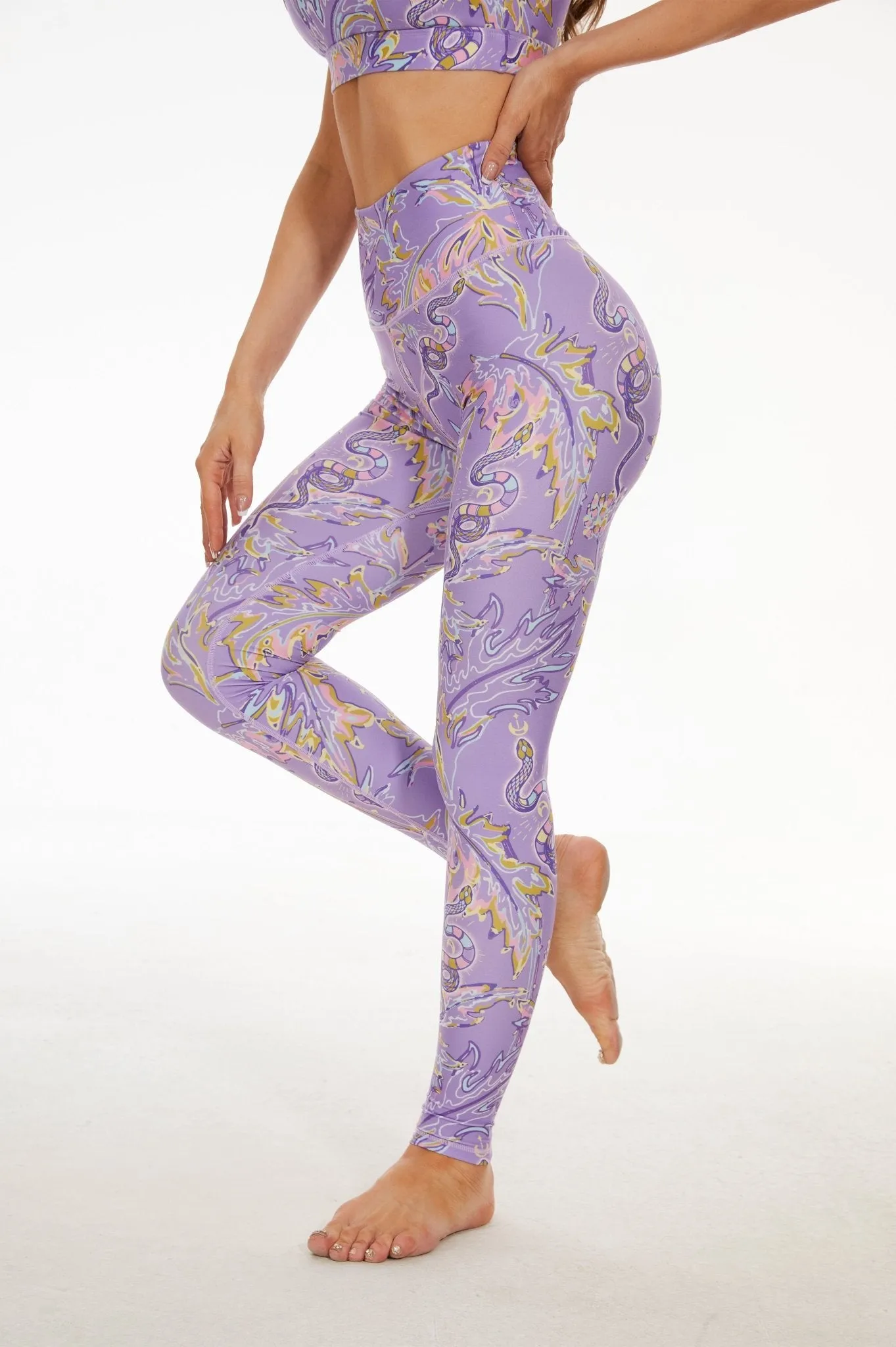 Serpent High-waisted Leggings - Light Purple