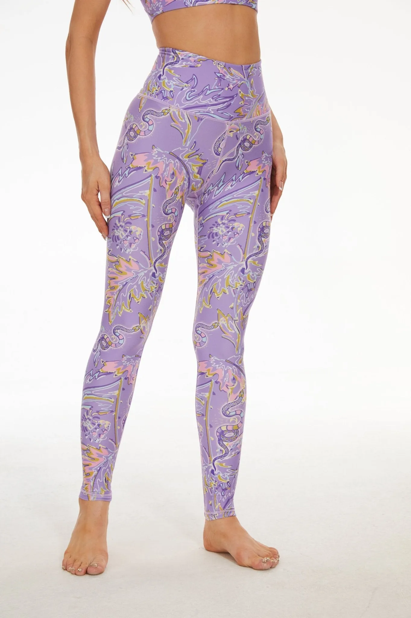 Serpent High-waisted Leggings - Light Purple