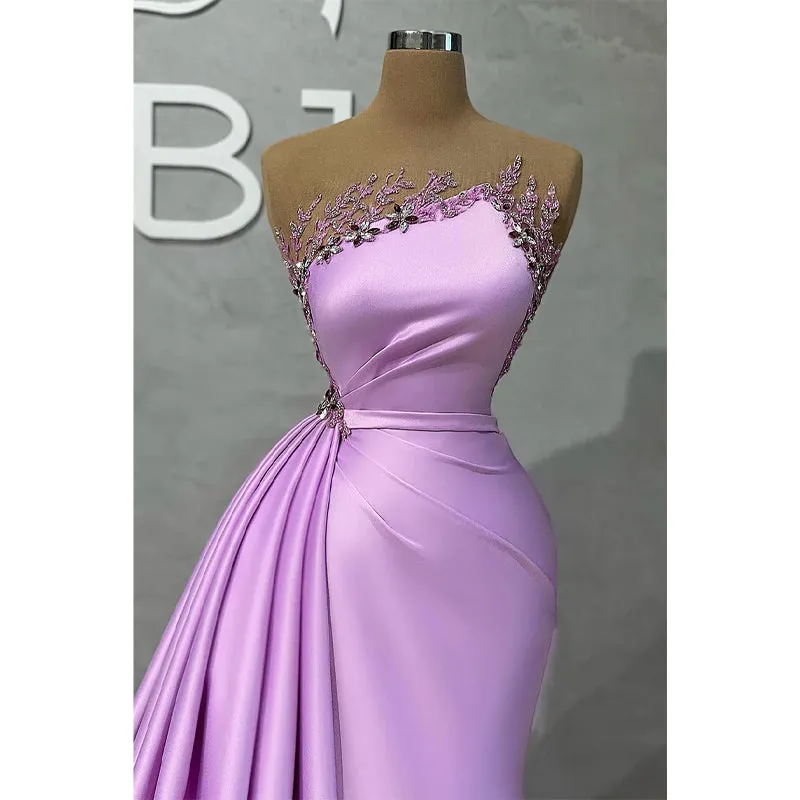 Sheath/column Appliques High Split Long Formal Evening Dress