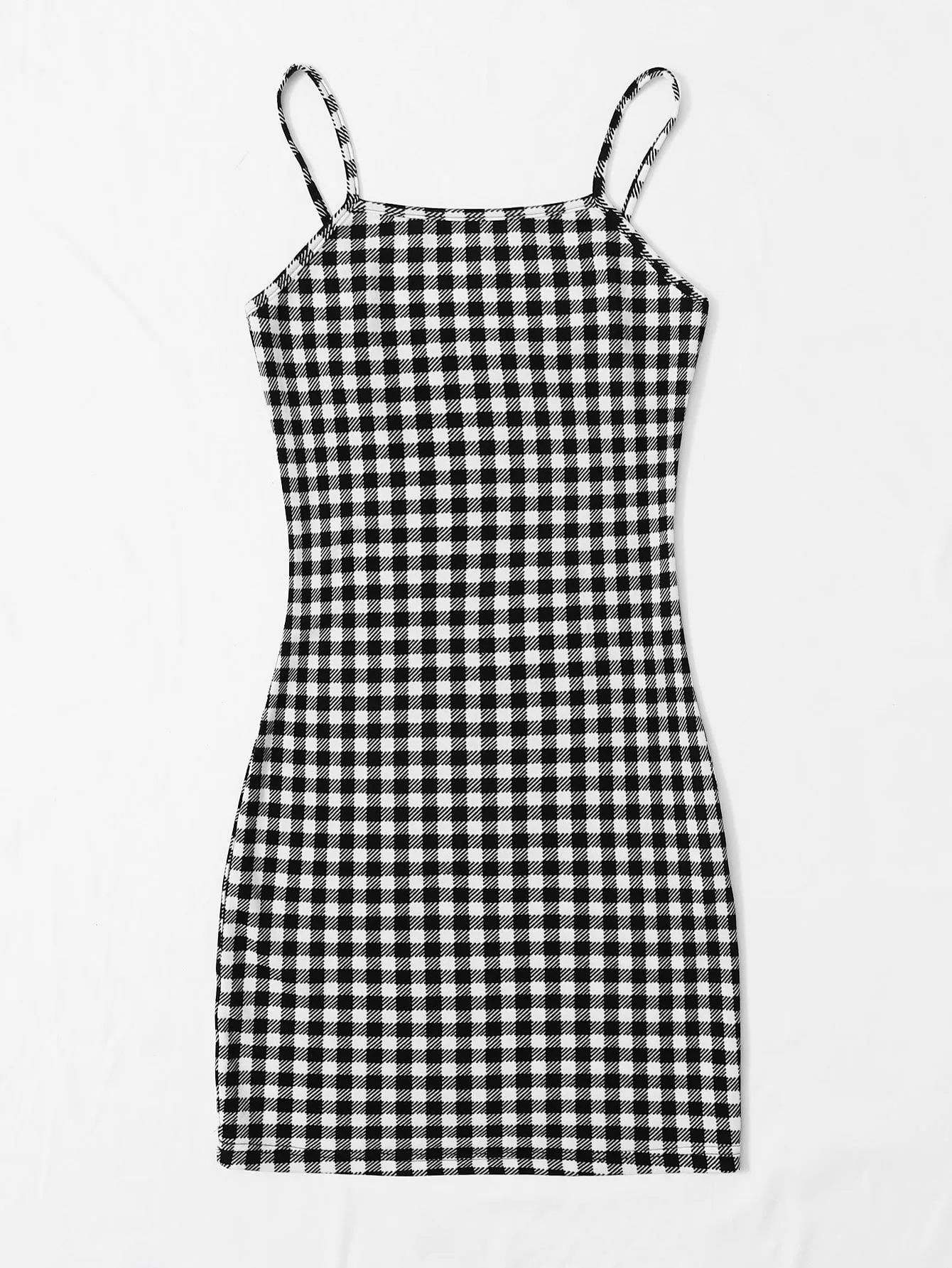 SHEIN EZwear Buffalo Plaid Bodycon Cami Dress