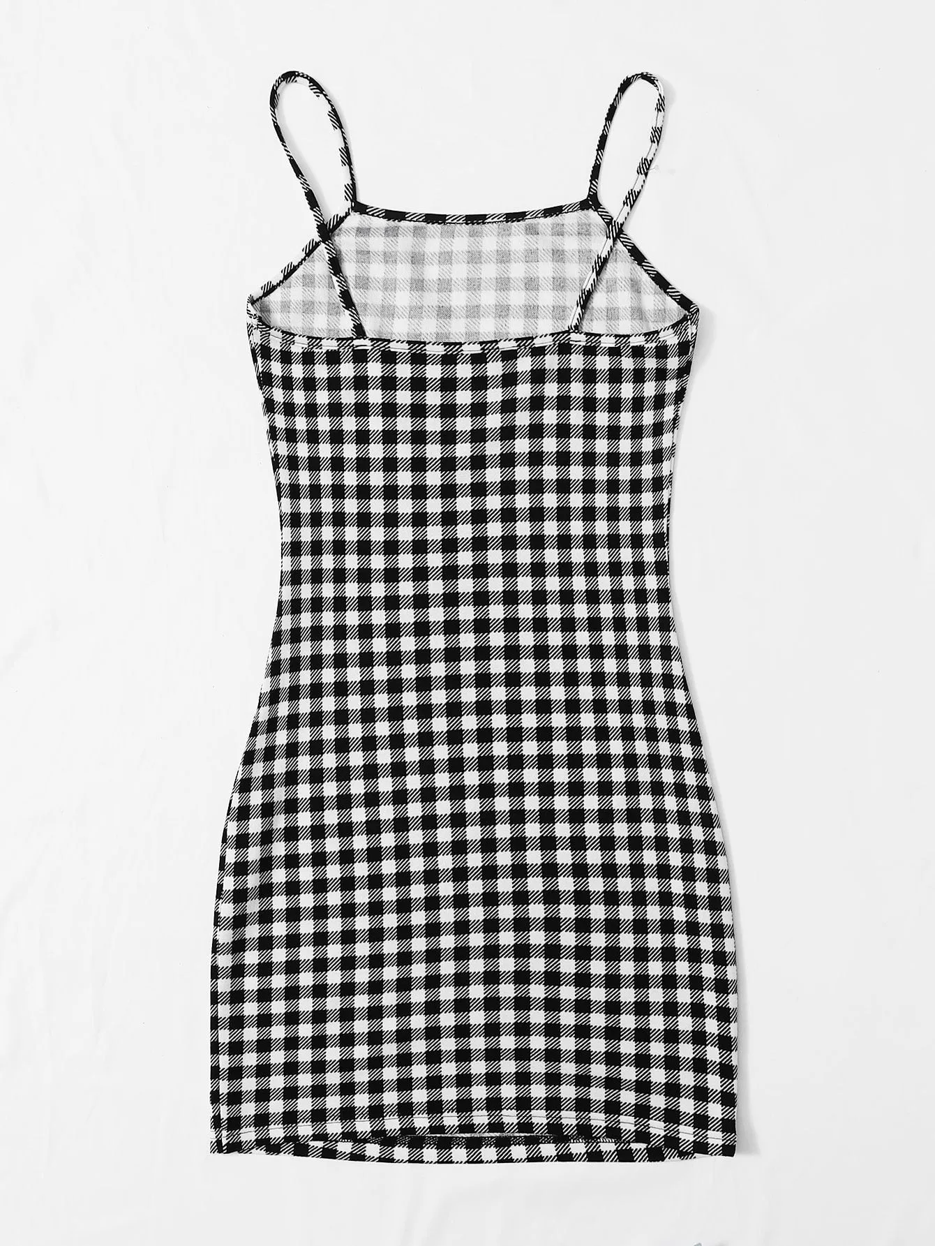 SHEIN EZwear Buffalo Plaid Bodycon Cami Dress