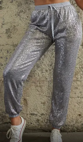 Silver Sequin Jogger