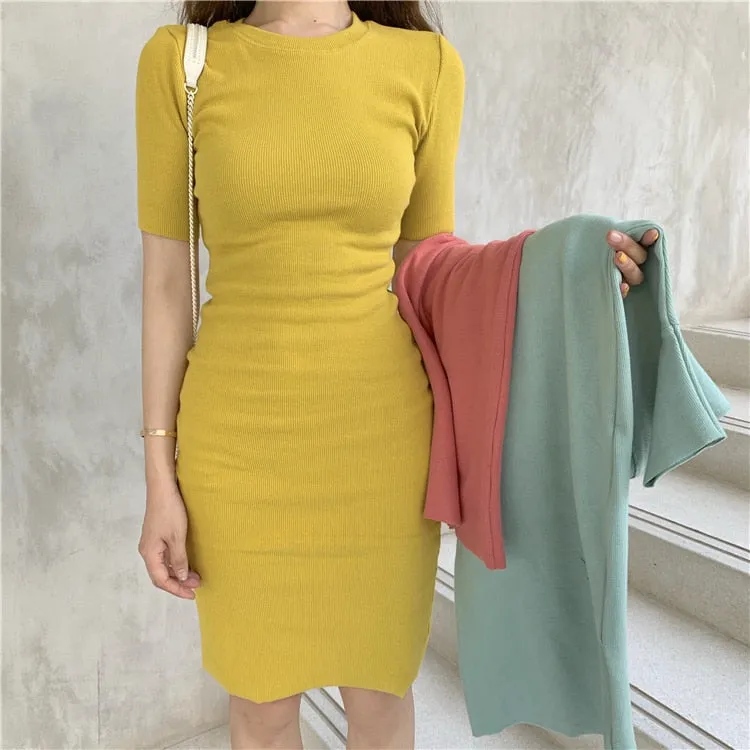 Solid Sexy Bodycon Soft Stretchy Dresses