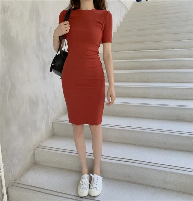 Solid Sexy Bodycon Soft Stretchy Dresses