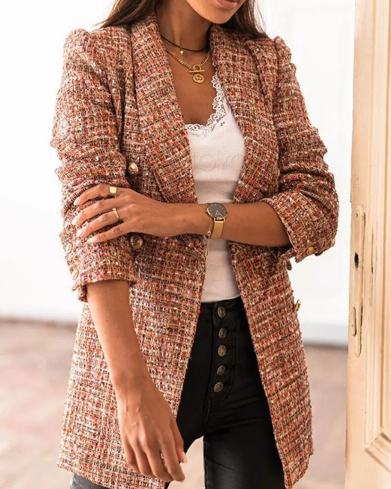 Sophie Blazer | Stijlvolle textuur blazer met gouden knopen voor dames