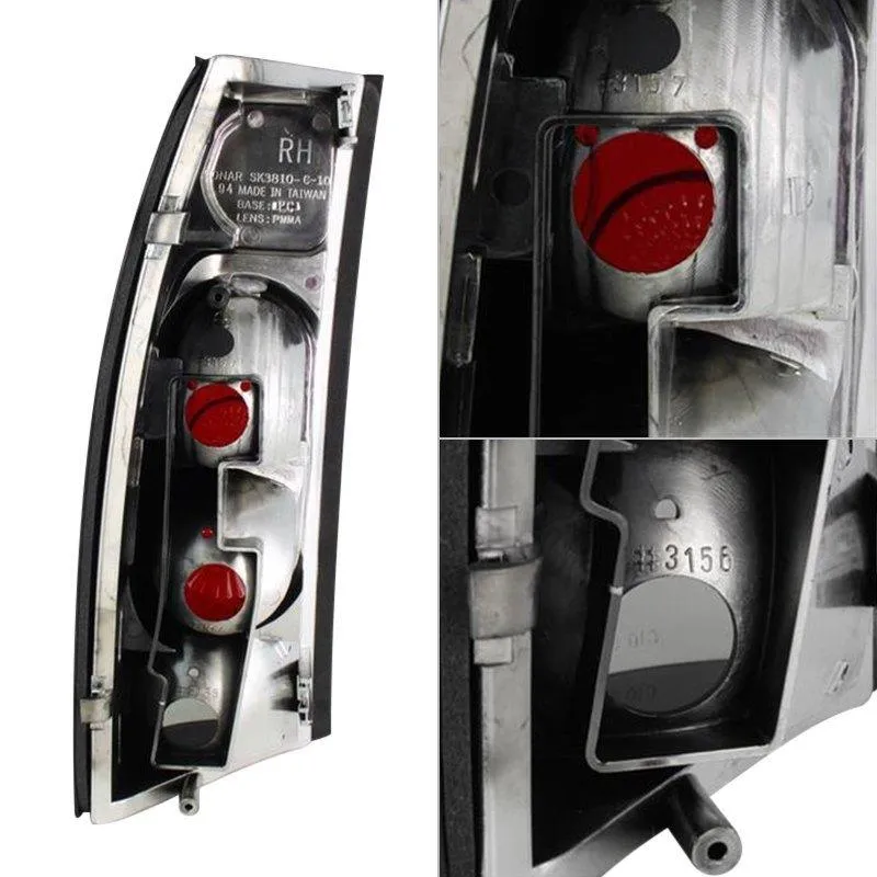 Spyder Euro Style Tail Lights Chevy Blazer (1992-1994) Black / Black Smoke / Chrome / Smoke