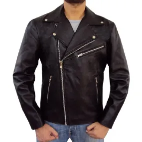 Stylish Leather Jacket for Men with Zipper Pockets - Leather Jacket