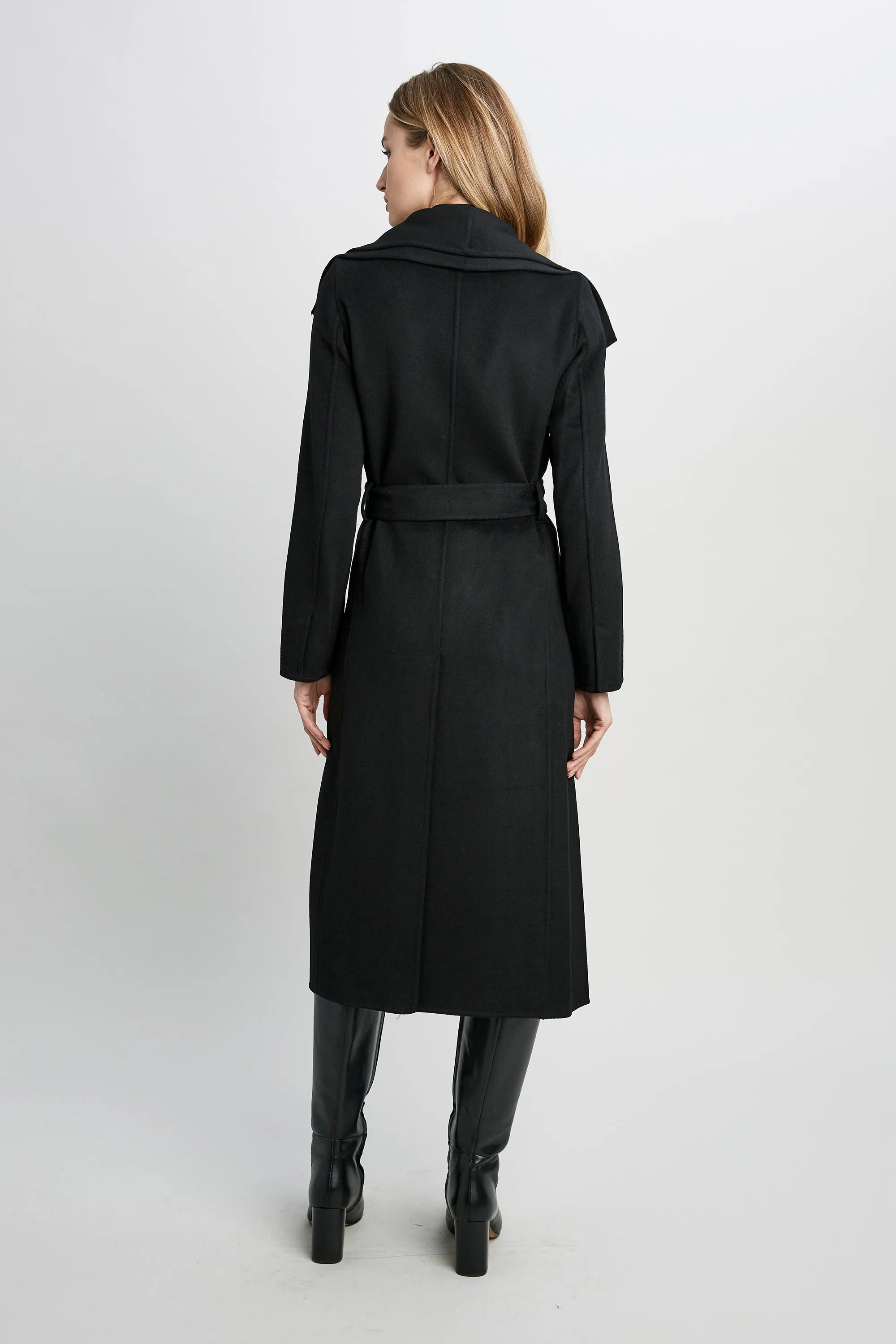 Tahari Long Double Face Wool Blend Wrap Coat