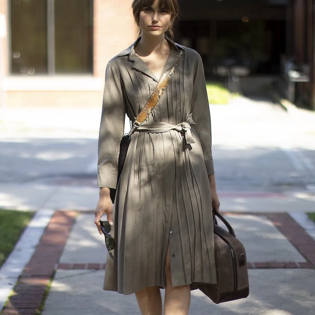 Taupe Cool Wool Shirt Dress