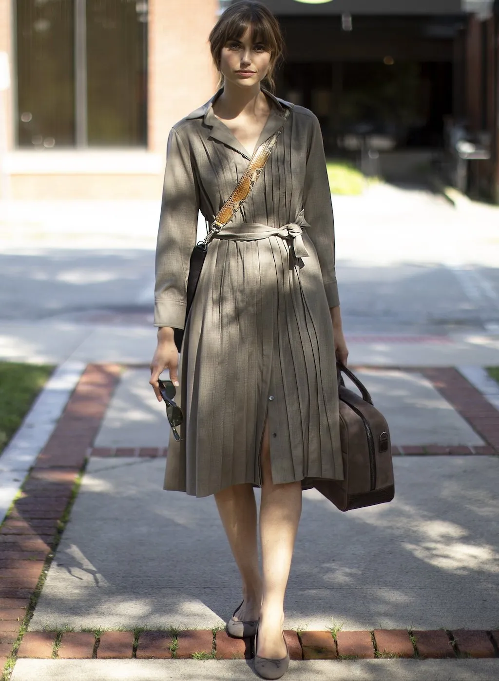 Taupe Cool Wool Shirt Dress