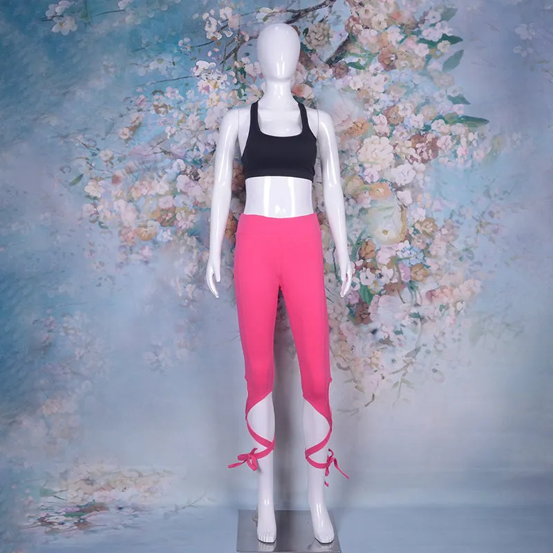 Tie Straps Cropped Yoga Pants Leggings