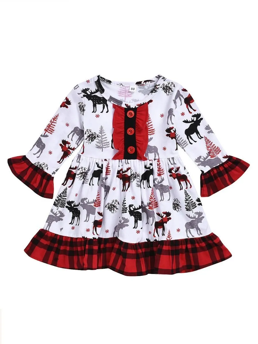 Toddler Girl Christmas Reindeer Dress