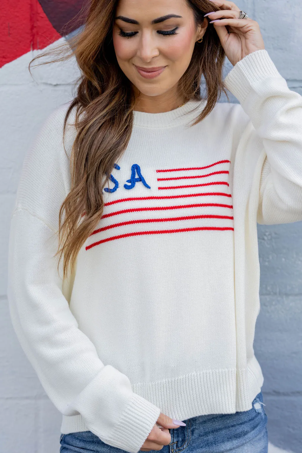 USA Stitched Sweater