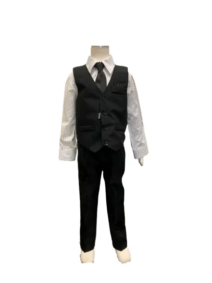 Vittorino Boys Black 4 piece Vest Set