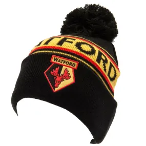 Watford FC Ski Hat TX - Black Cuff Knit Beanie with Bobble