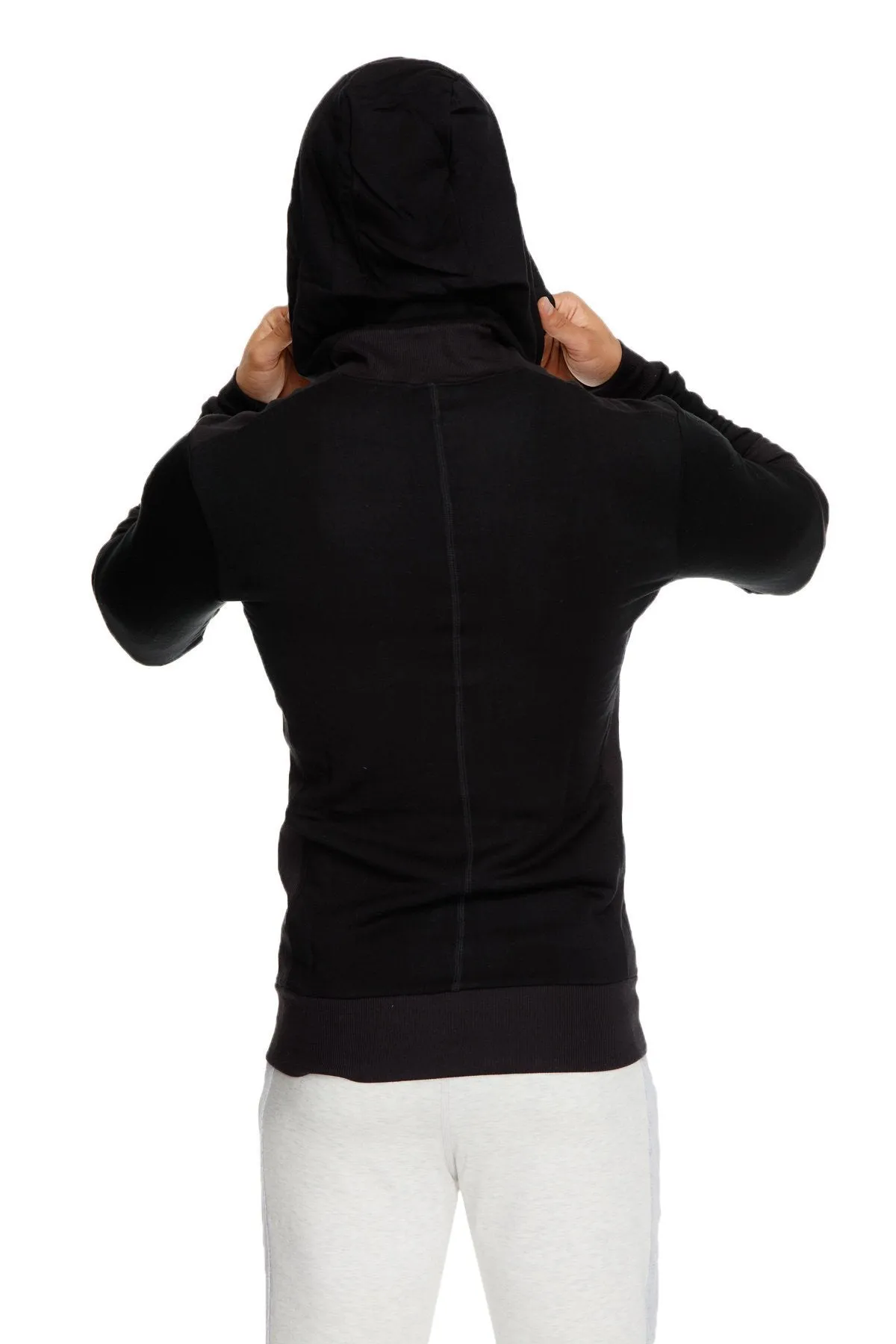 **Winter Collection** Mid-Weight LUXURY-Fleece Form-fit Crossover Yoga Track Performance Hoodie (Black)