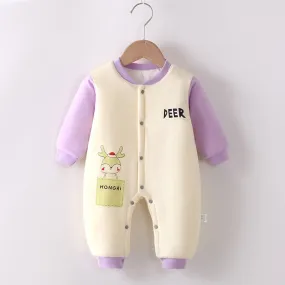 Winter cotton unisex baby comfort cartoon thickened warm one-piece padded jacket