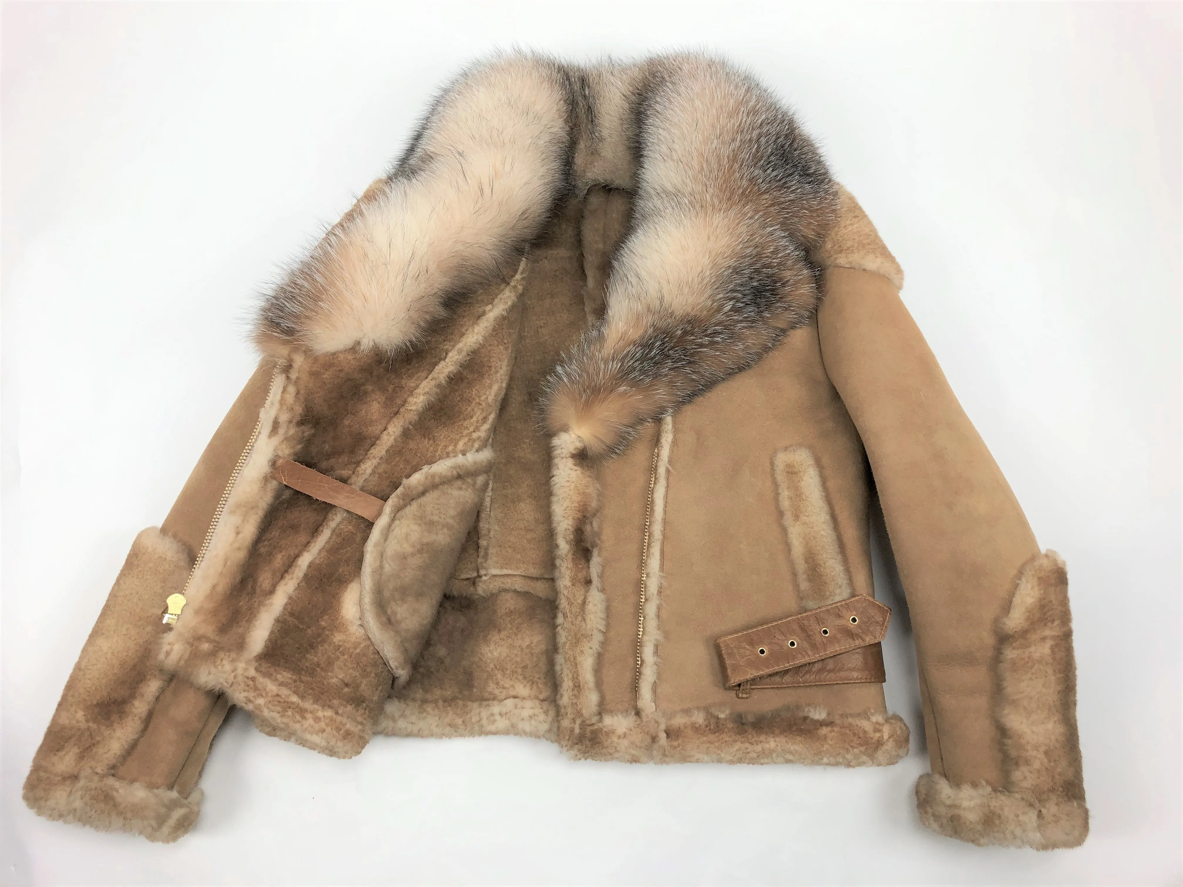 Women's Biker Shearling With Crystal Fox Collar