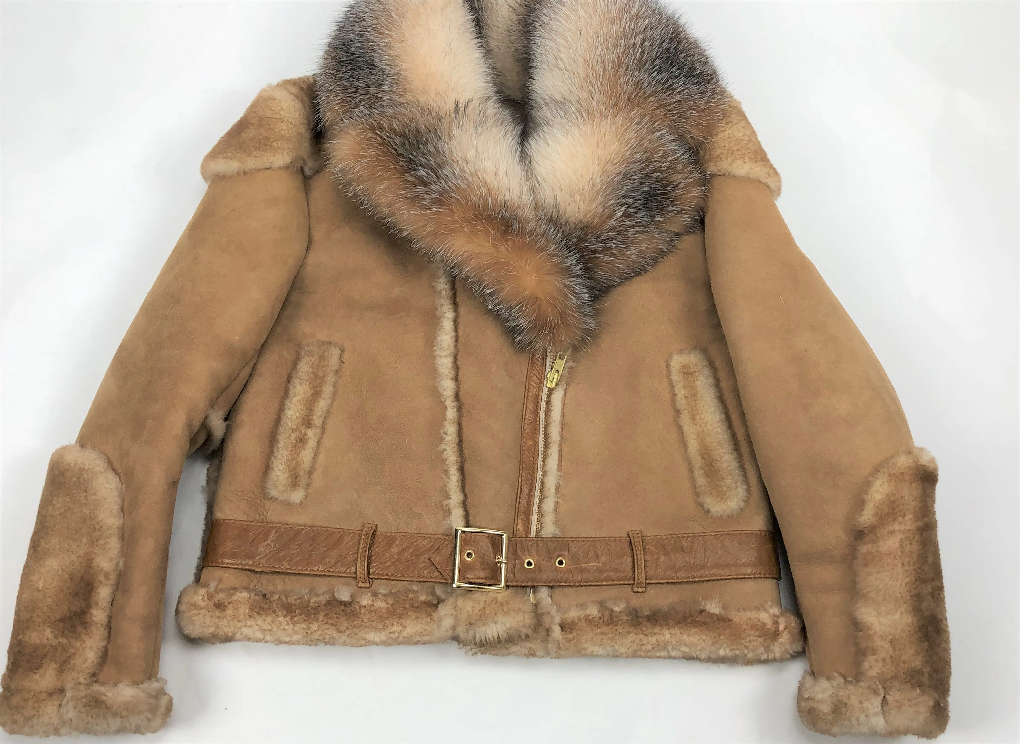 Women's Biker Shearling With Crystal Fox Collar