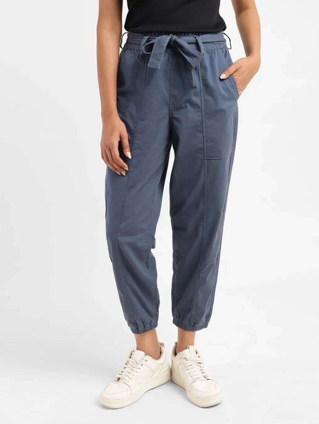 Women's High Rise Indigo Regular Fit Joggers