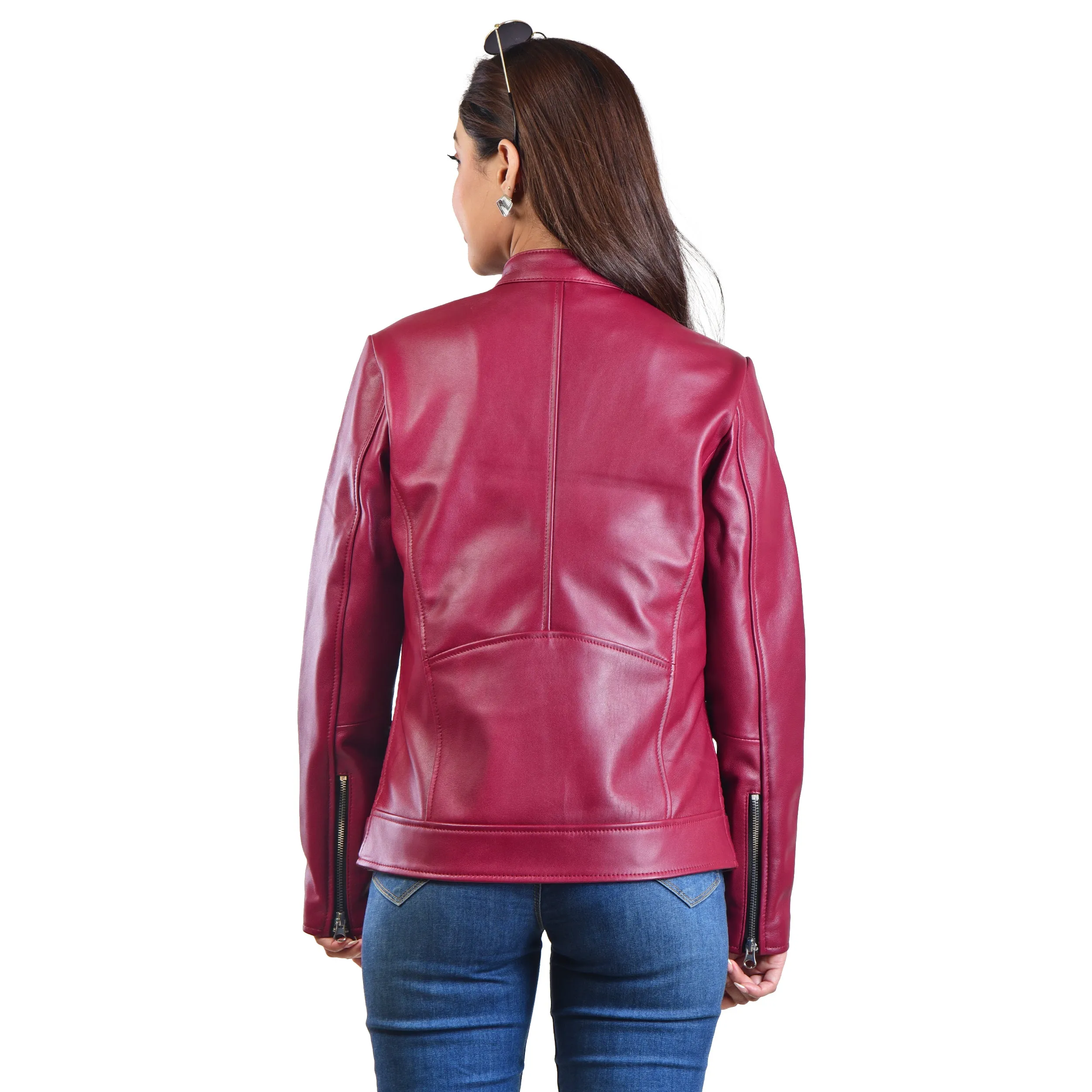 WOMENS LEATHER JACKET 410160 (CHERRY)