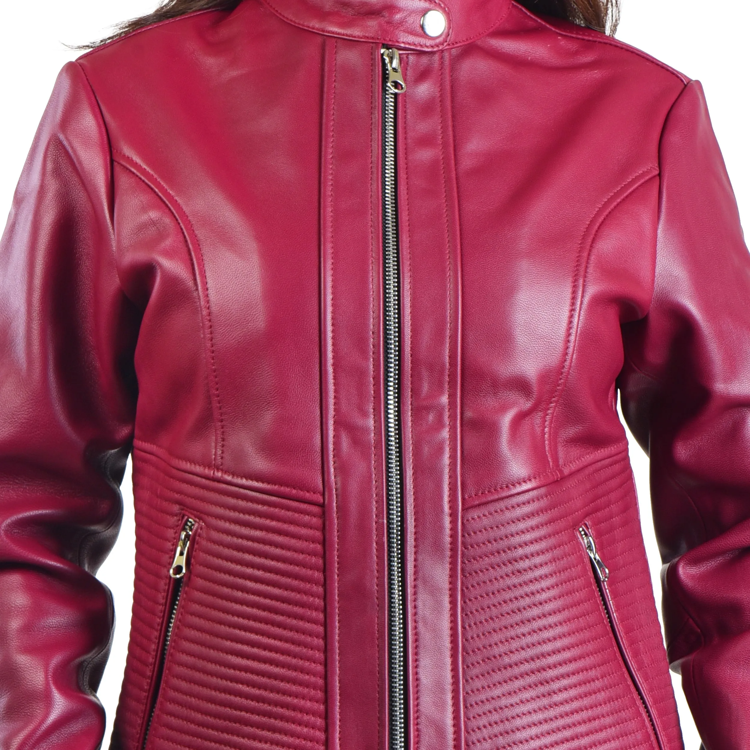 WOMENS LEATHER JACKET 410160 (CHERRY)