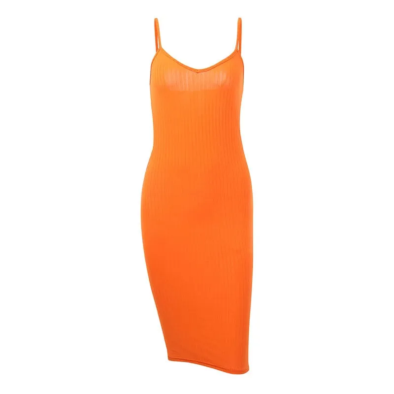 Women's Summer Bodycon Knitted Solid Dress