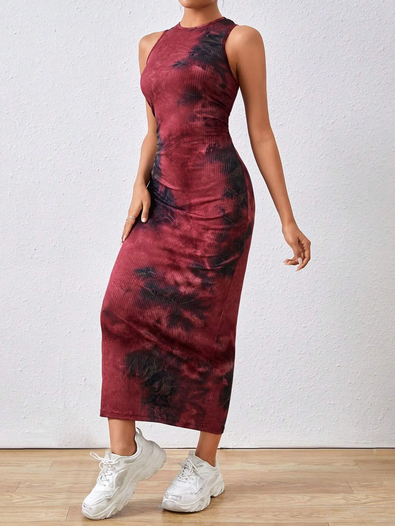 Women's Summer Long Bodycon Dress Casual Print Sleeveless Long Dress