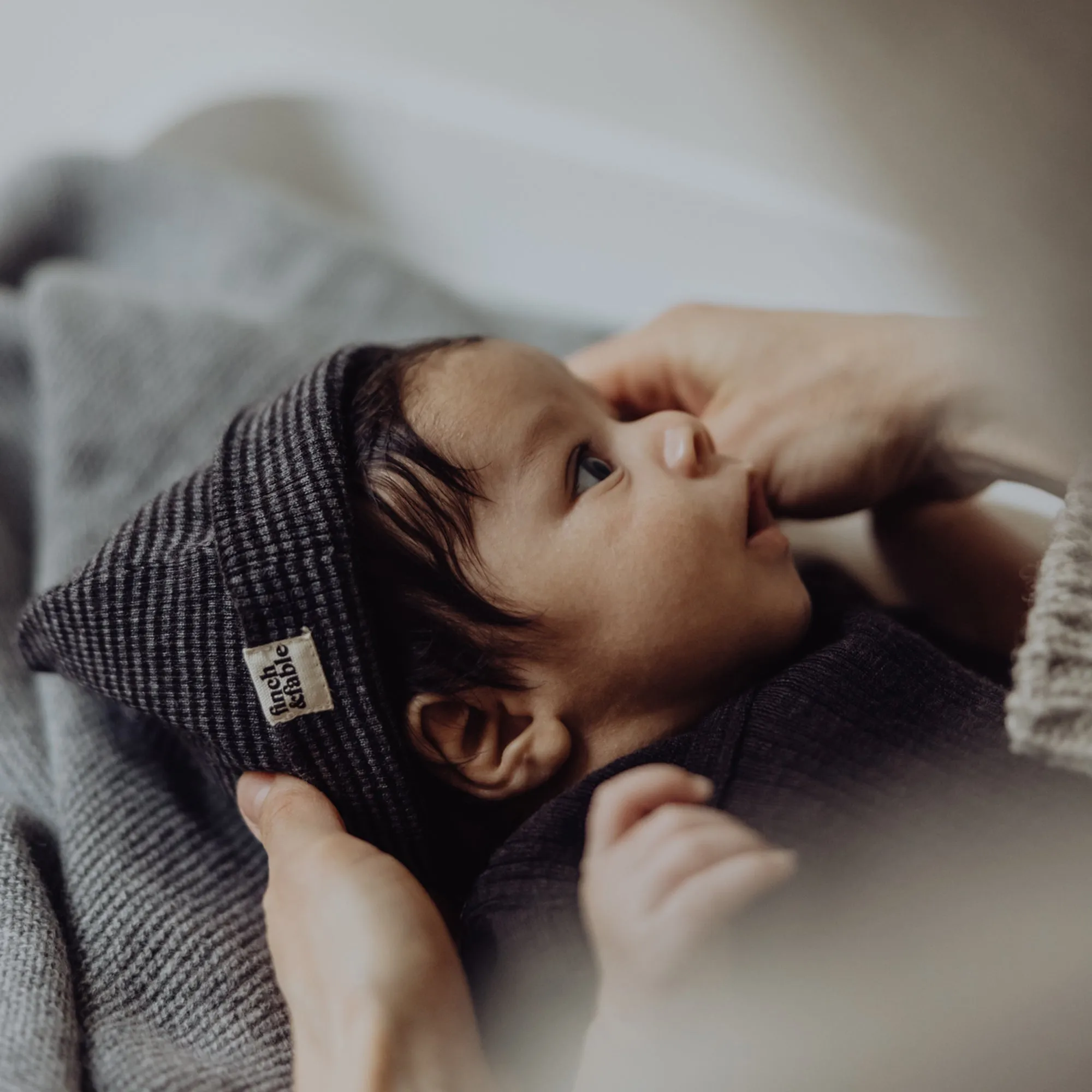 Wool Rib Baby Hat - Storm Stripe